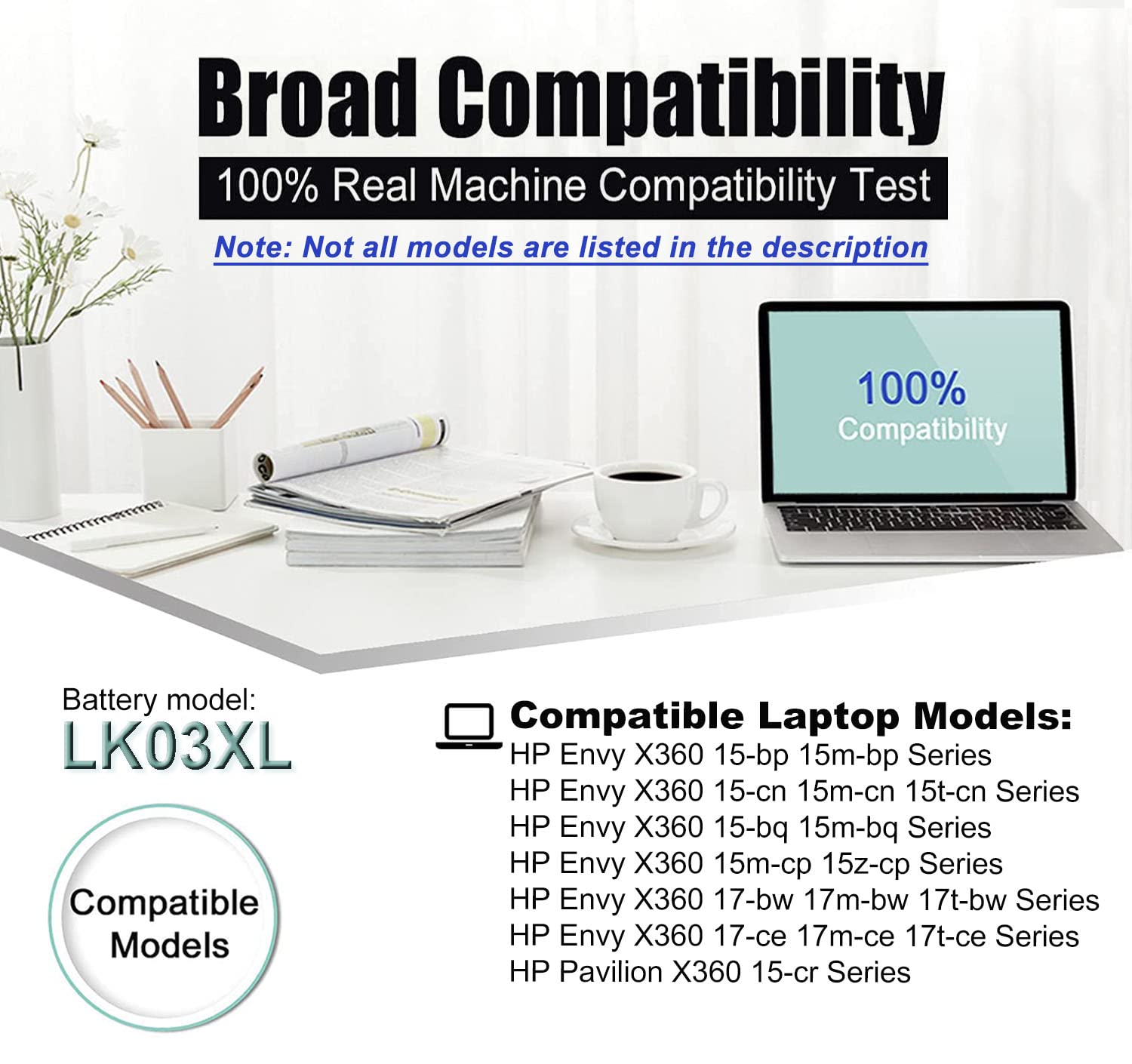 Lk03Xl 916814 855 L09281 855 Battery For Hp Envy X360 Convertible 15M Bp0Xx Bp1Xx Bq0Xx Bq1Xx Bq021Dx Cn0Xxx Cn1Xxx Cn0011Dx Cn0