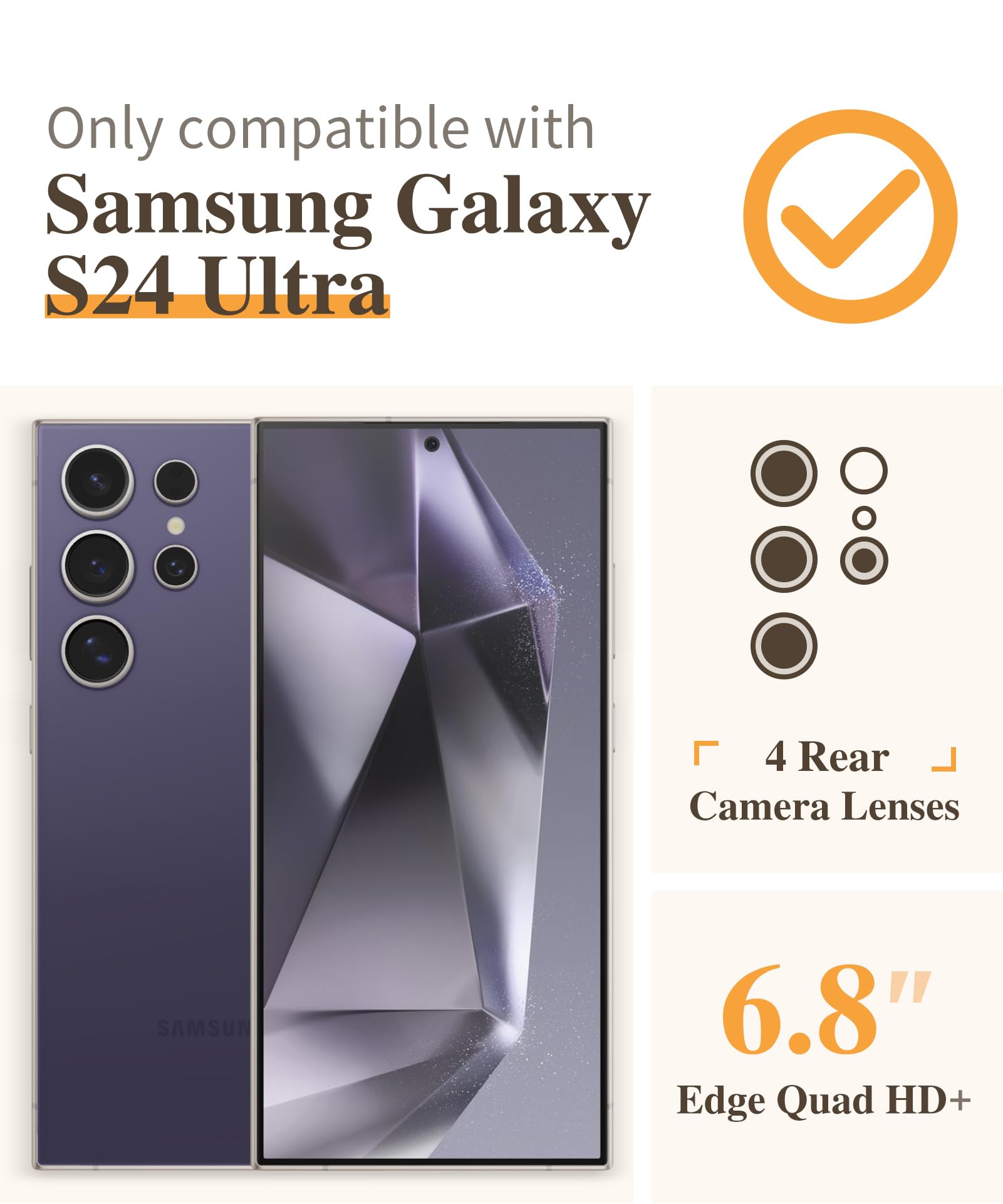 Gviewin For Samsung Galaxy S24 Ultra Case With Screen Protector+Camera Protector,Mil Grade Drop Protection Floral Clear Slim Sho