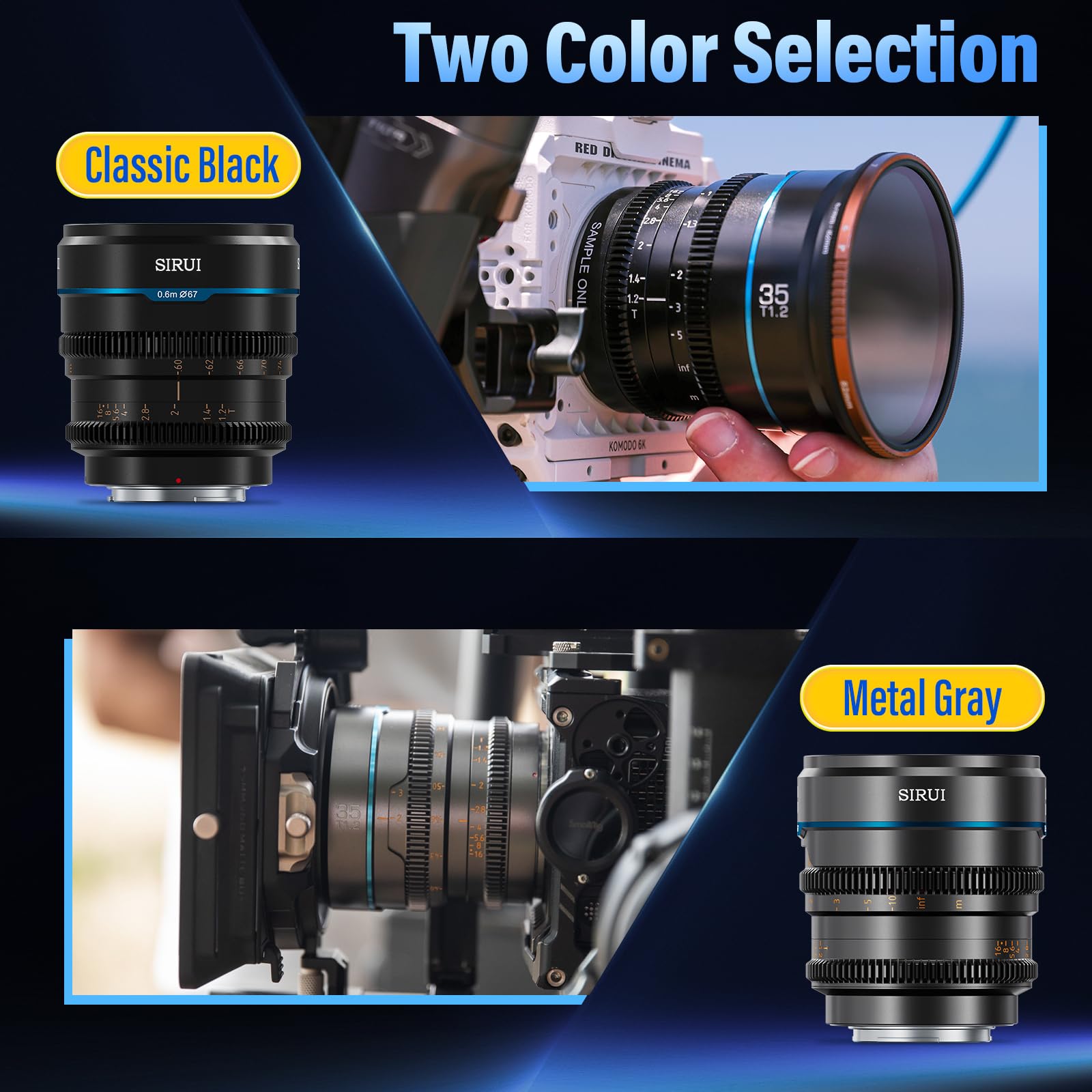 Sirui Night Walker 35Mm T1.2 S35 Cine Lens, Large Aperture Manual Focus Lens (Ms35E G, E Mount, Metal Grey)