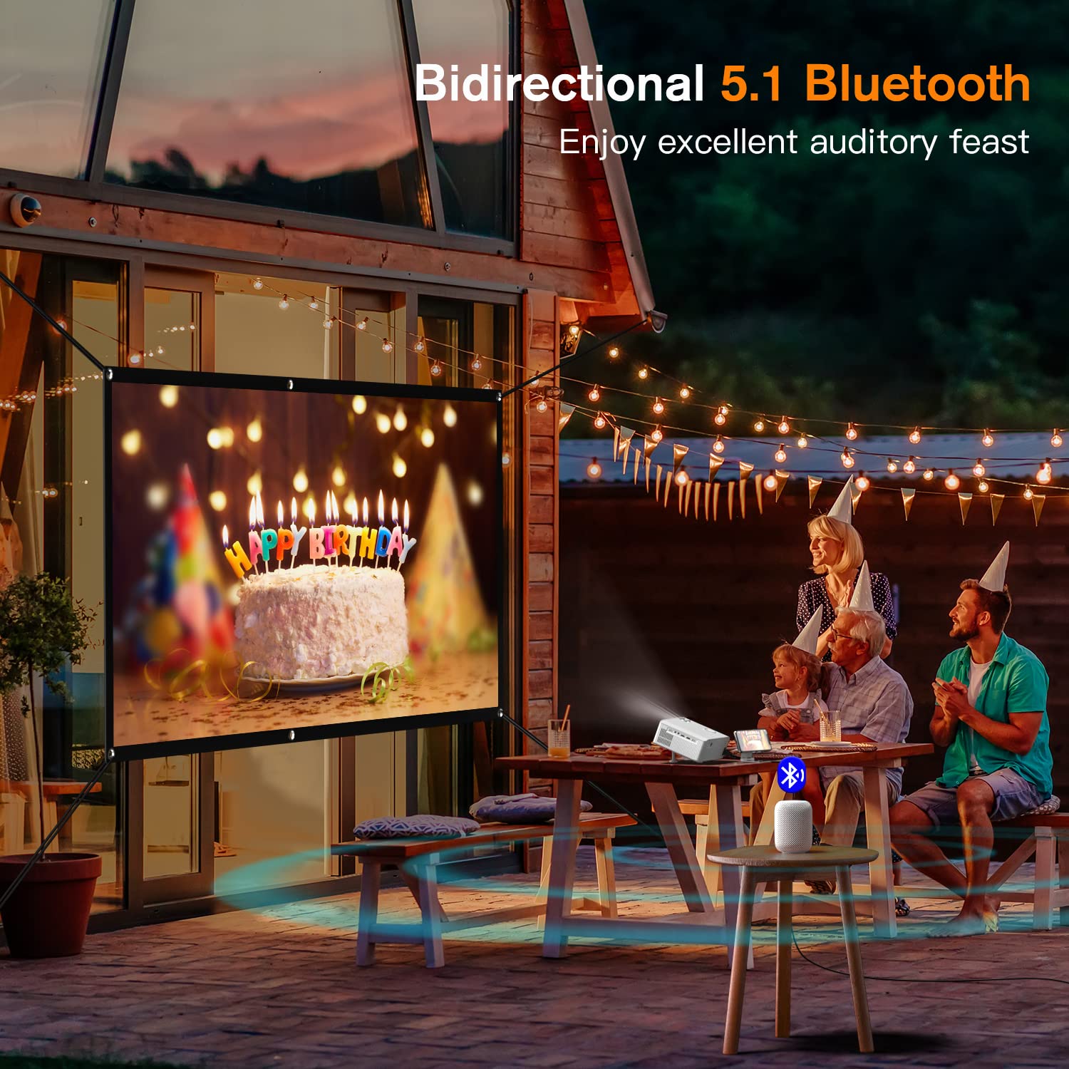 [Electric Keystone] Auking Projector, 6D/4P Projector With Wifi And Bluetooth, 4K Support Home Theater Video Projector, Compatib