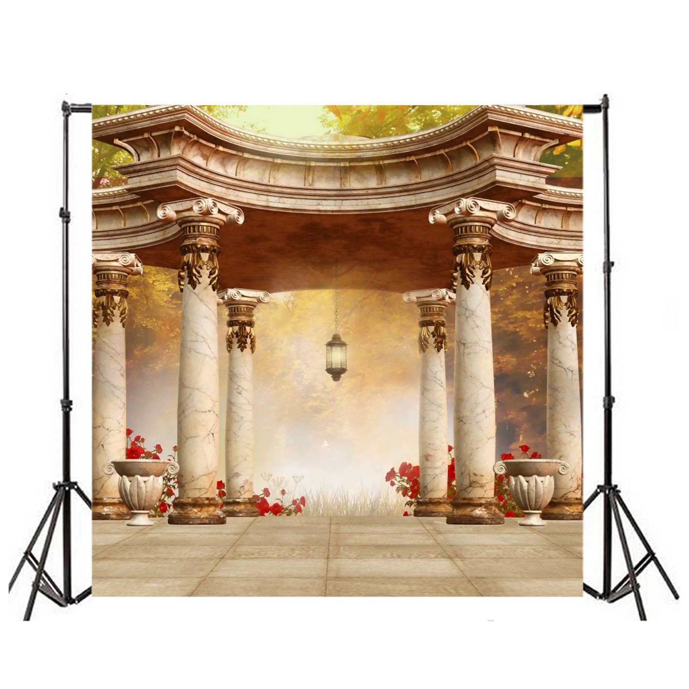 Lfeey 8X8Ft Wedding Garden Pavilion Backdrop Royal Gloriette Noble Gazebo Arbor Vintage Marble Columns Classic Kiosk Chic Pillar