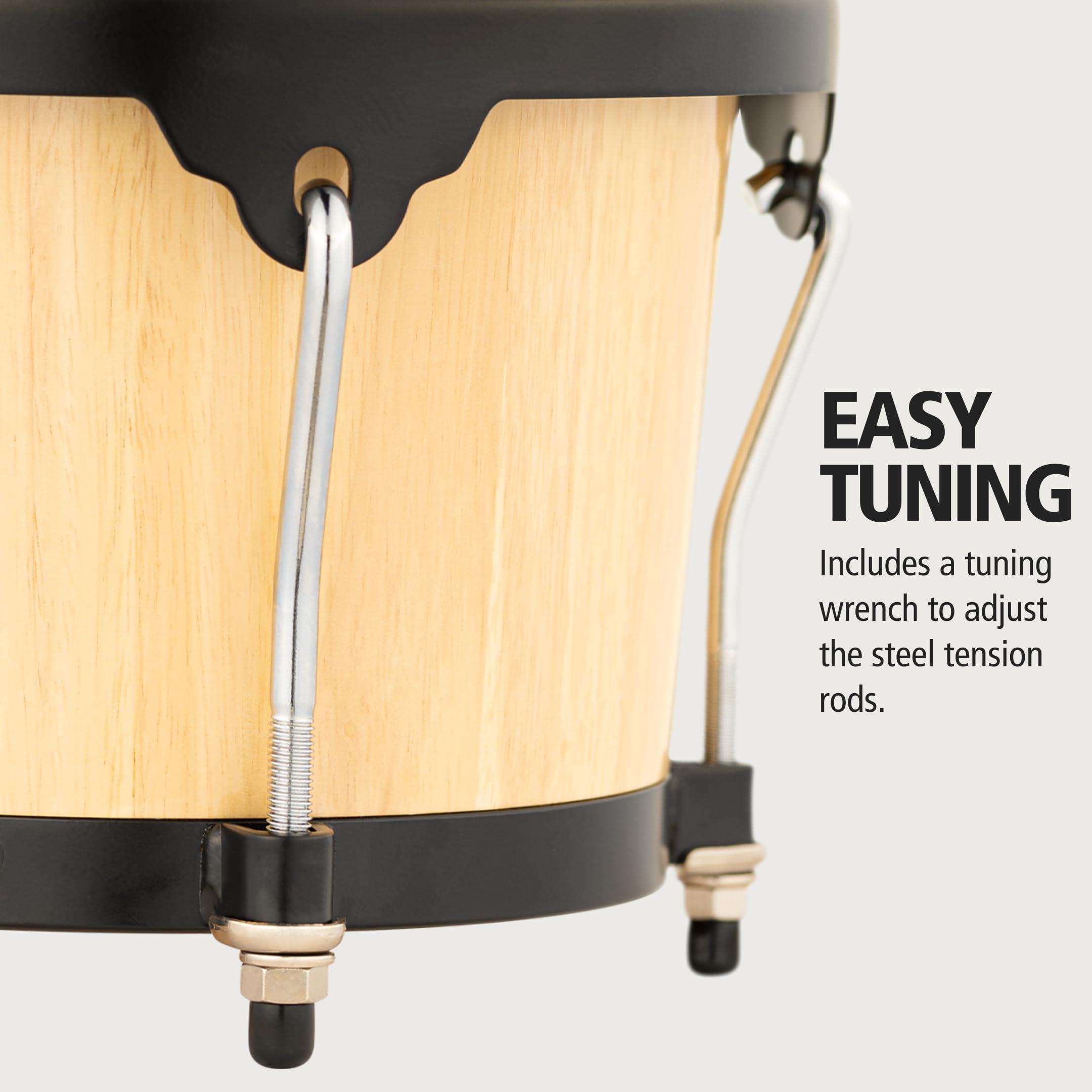 Meinl Percussion Bongos Hand Drum Set 6.75'' And 8'' With Hardwood Shells And Tuning Key   Not Made In China   Headliner Series,