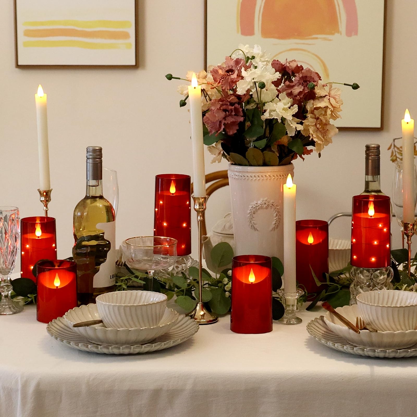 Nurada Flameless Candles, Acrylic Led Pillar Candles Battery Operated With Remote And Timer For Romantic Ambiance And Home Table