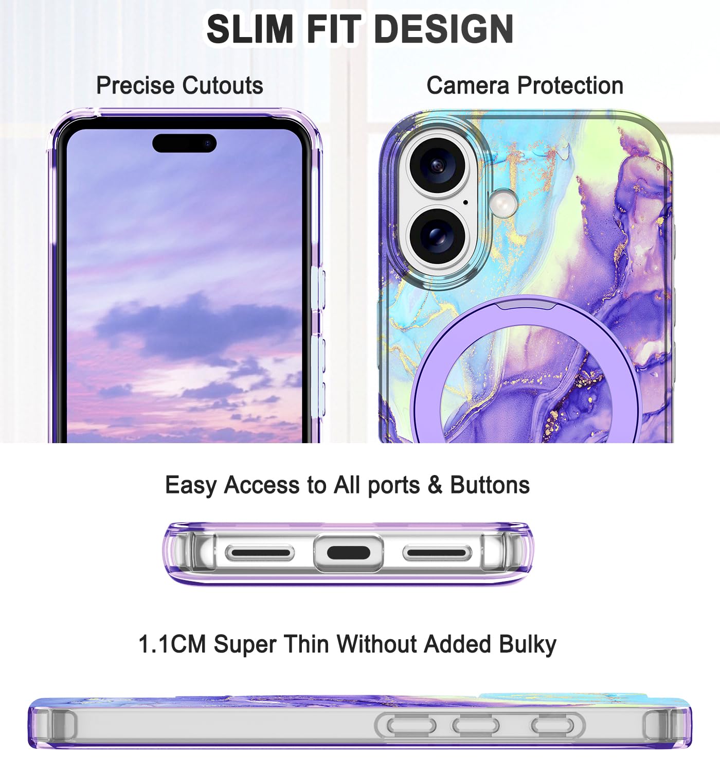 Lamcase For Iphone 16 Plus Case With Magnetic Invisible Ring Stand [Compatible With Magsafe], Full Body Rugged Slim Women Men Gi