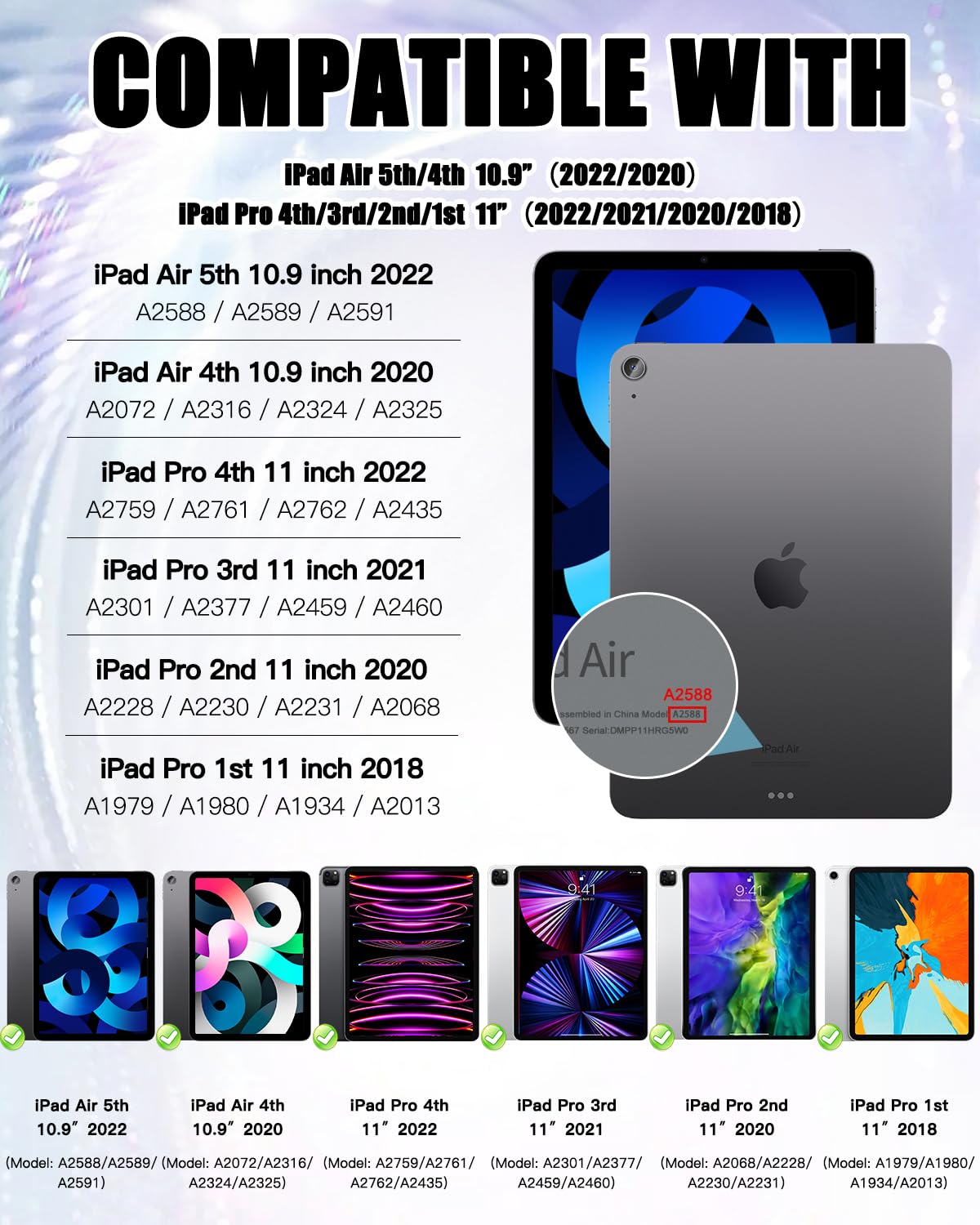 Braecn Ipad Air 5Th/4Th Case, Ipad Pro 11 4Th/3Rd/2Nd/1St Gen Case   Shockproof W/Screen Protector, Shoulder Strap, Hand Grip, P