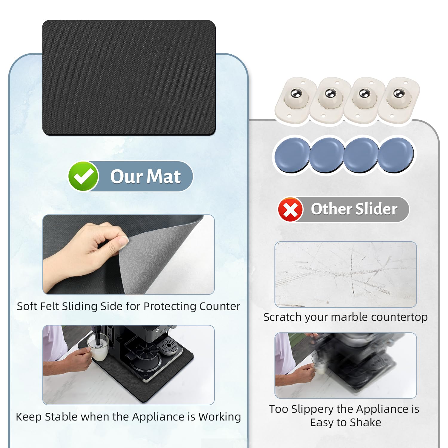 Lopnur 14X10 Small Appliance Slider, Appliance Sliders For Kitchen Appliances, 360 Rotating Sliding Tray For Coffee Maker, Heat