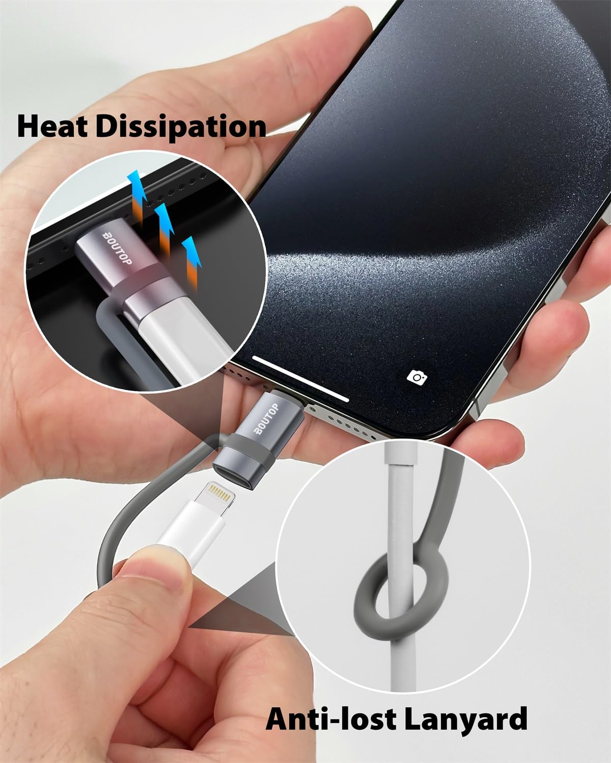 [4 Pack] Lightning To Usb C Adapter, Support 65W Pd Fast Charging Compatible With Iphone 15 Series, With Anti Lost Holder Gray