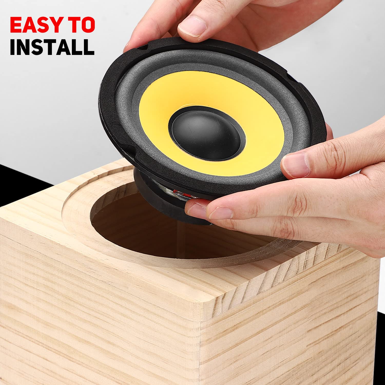 Facmogu 4In Solid Wood Speaker Enclosure, Speaker Cabinet Enclosure For Diy Car Or Truck Audio Custom, Speaker Enclosure Unloaded Box With Sound Absorbing Cotton & Speaker Terminal Cup