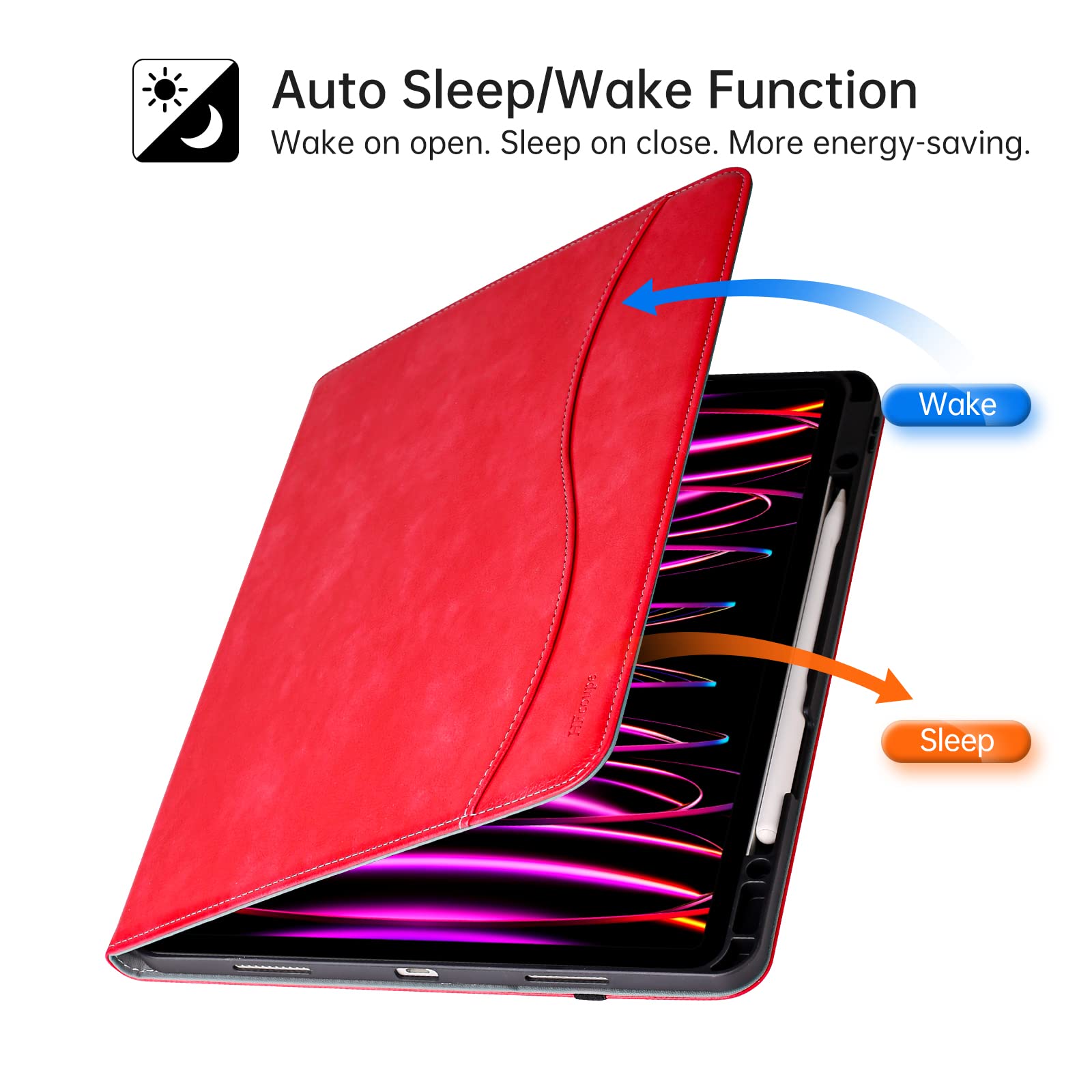 Hfcoupe Ipad Pro Case 12.9 Inch Generation 6Th 2022 /Gen 5Th 2021, Ipad Pro 12.9 Cases With Pencil Holder And Pocket, Multiple A