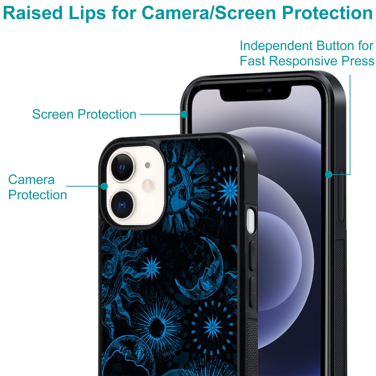 Unnkine Retro Case For Iphone 13 Pro Max Girls Women Art Sun&Moon Design Soft Tpu Hard Back Shockproof Anti Scratch Protective C
