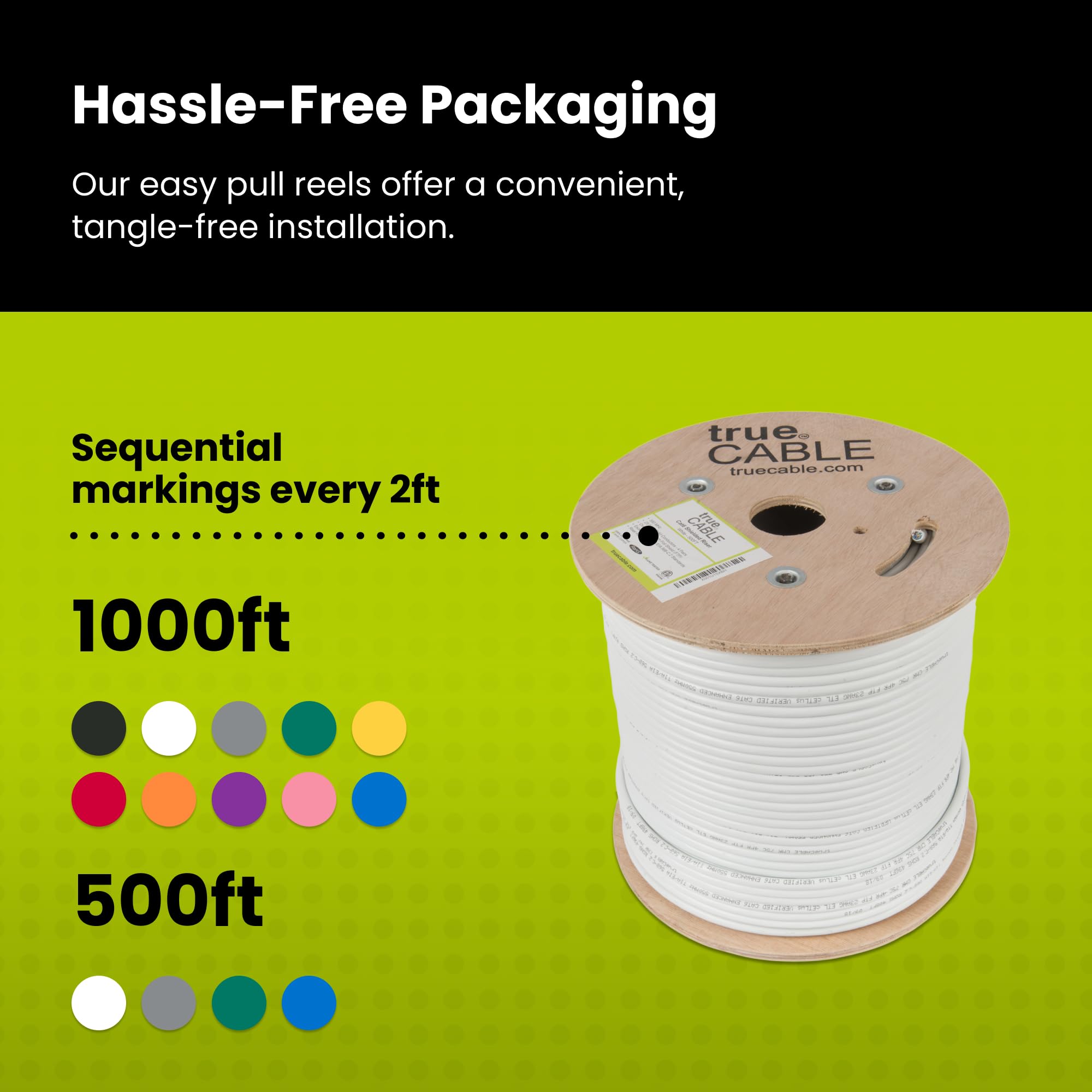 Truecable Cat6 Shielded Riser (Cmr), 500Ft, White, 23Awg Solid Bare Copper, 550Mhz, Poe++ (4Ppoe), Etl Listed, Overall Aluminum Foil Shield (F/Utp), Bulk Ethernet Cable