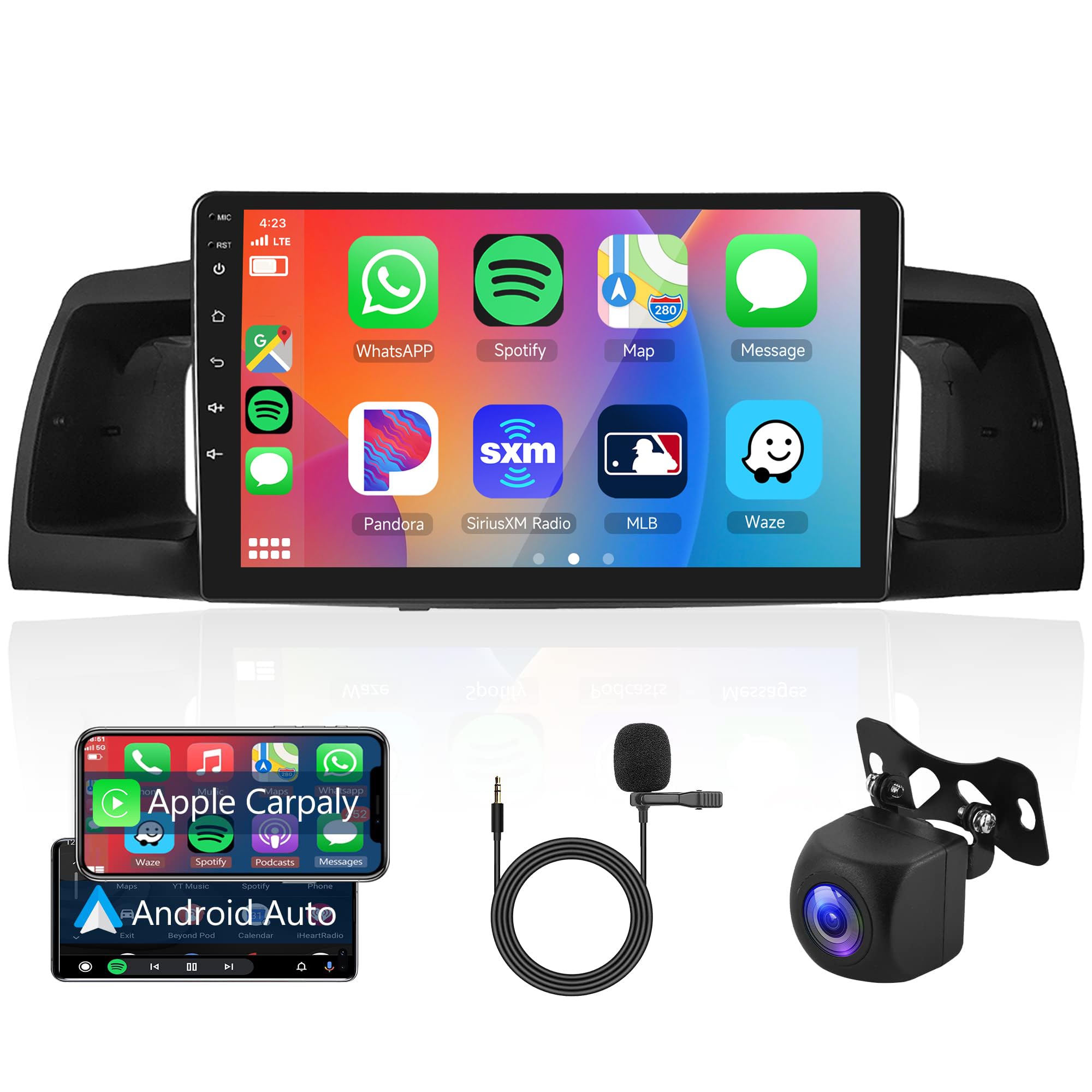 For Toyota Corolla Ex 2007 2012 Android Car Stereo Radio Apple Carplay Android Auto, Rimoody 9 Inch Touch Screen Bluetooth Gps W