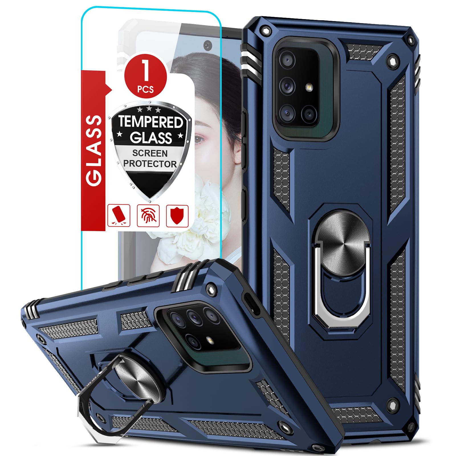 LeYi for Samsung Galaxy A71 5G Phone Case, Samsung A71 Case with Tempered Glass Screen Protectors, Heavy Duty Dual Layer Shockpr