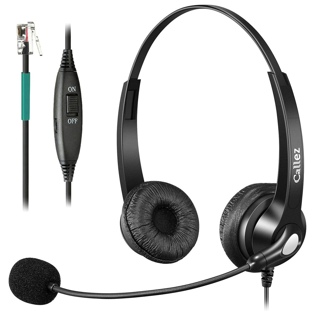 Phone Headset Rj9 With Noise Cancelling Microphone And Volume Control, Callez Telephone Headset Compatible With Polycom Vvx310 Vvx410 Vvx411 Plantronics S12 Avaya 1416 5410 Mitel 5320E Shoretel 230