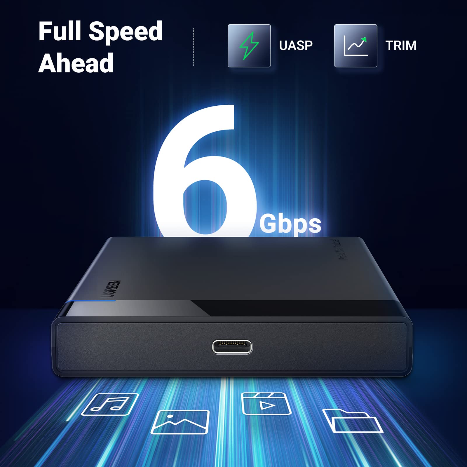 Ugreen 2.5 Hard Drive Enclosure Usb C 3.1 Gen 2 To Sata Iii 6Gbps For Ssd Hdd 9.5 7Mm External Hard Drive Disk Case With Uasp Co