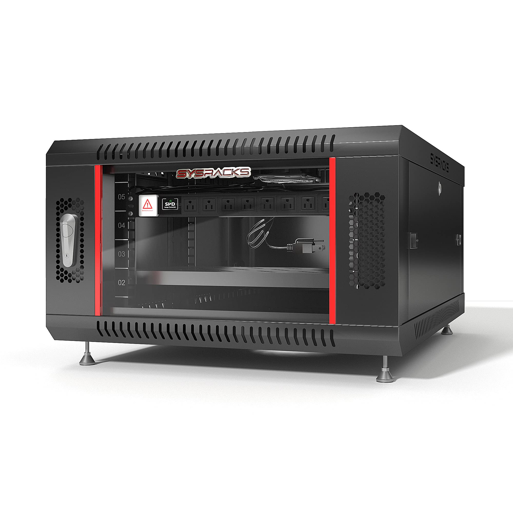 Server Rack   Wall Cabinet   6U Wall Mount Rack Enclosure With Fans   Audio Rack   Network Rack   24 Inch Depth Av Cabinet   On Levelers   Pdu   Shelf   Locking Cabinet   Black (6U 24'X18'X14.5')