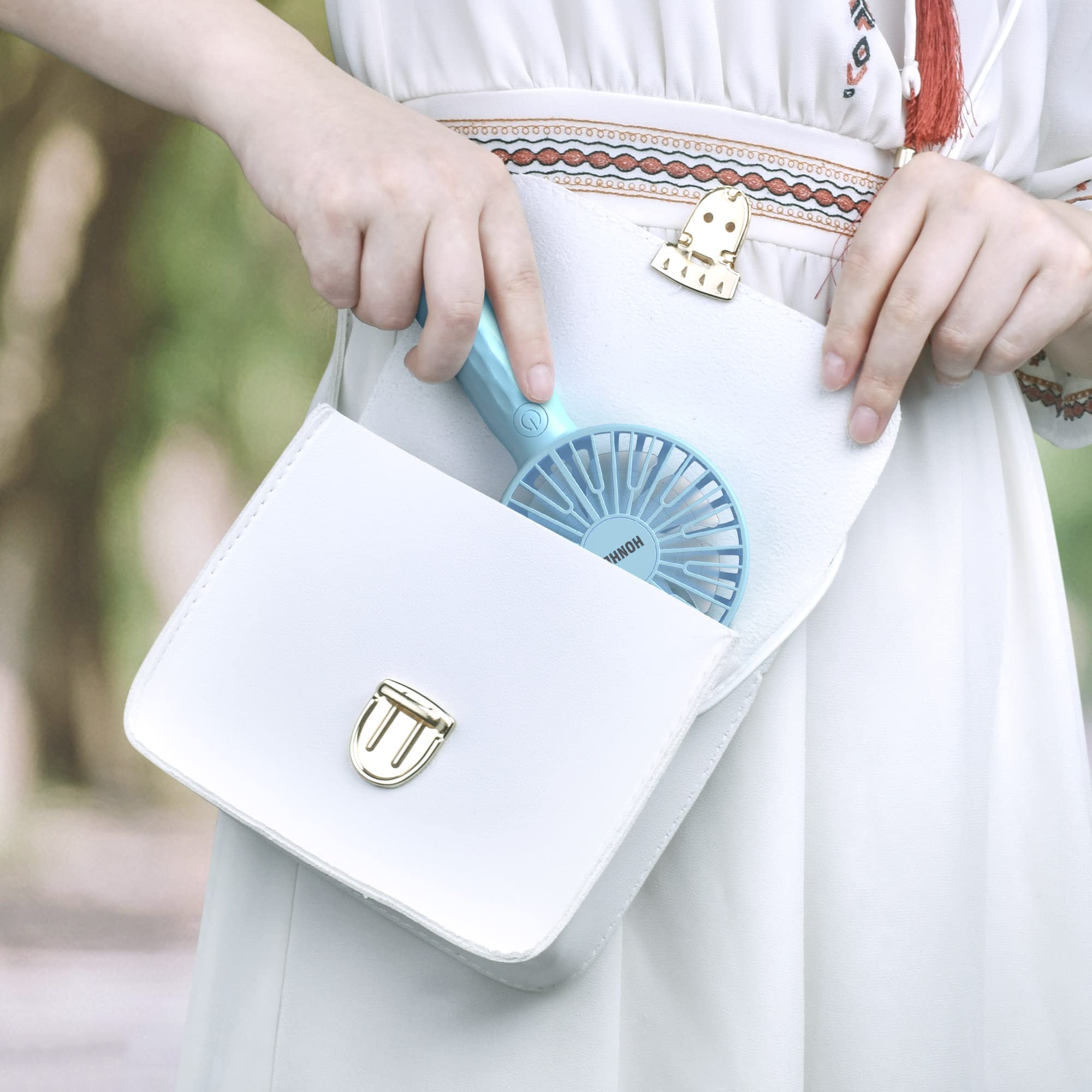 Honhey Handheld Fan, Super Mini Personal Fan With Rechargeable Battery Operated And 3 Adjustable Speed, Portable Hand Held Fan F