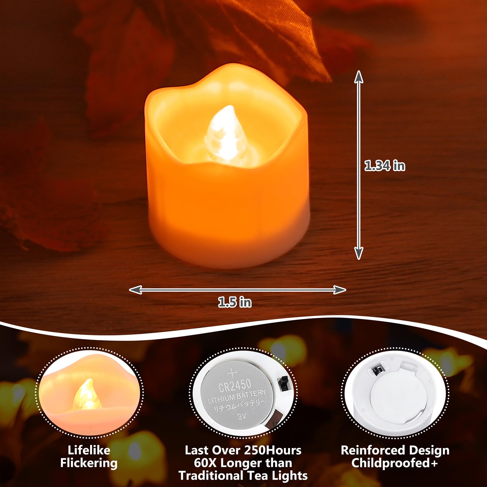 Topstone Flameless Candles,Battery Operated Led Tea Lights Candles With Remote Control And4/6/8H Timer  Set Of 12,Best For Holid