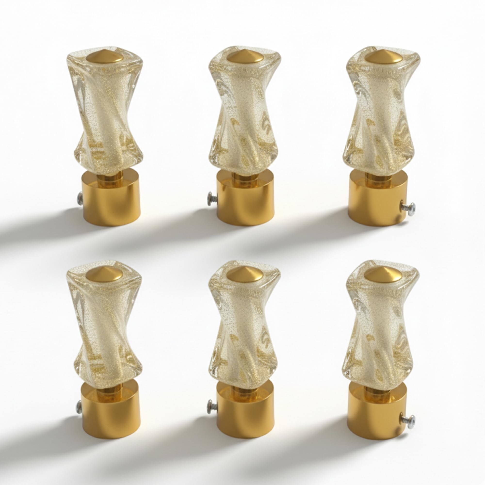 Atlantic Curtain Rod Finials Set Of 6, Decorative Textured Resin Finials With Gold Finish For Standard Drapery Rods
