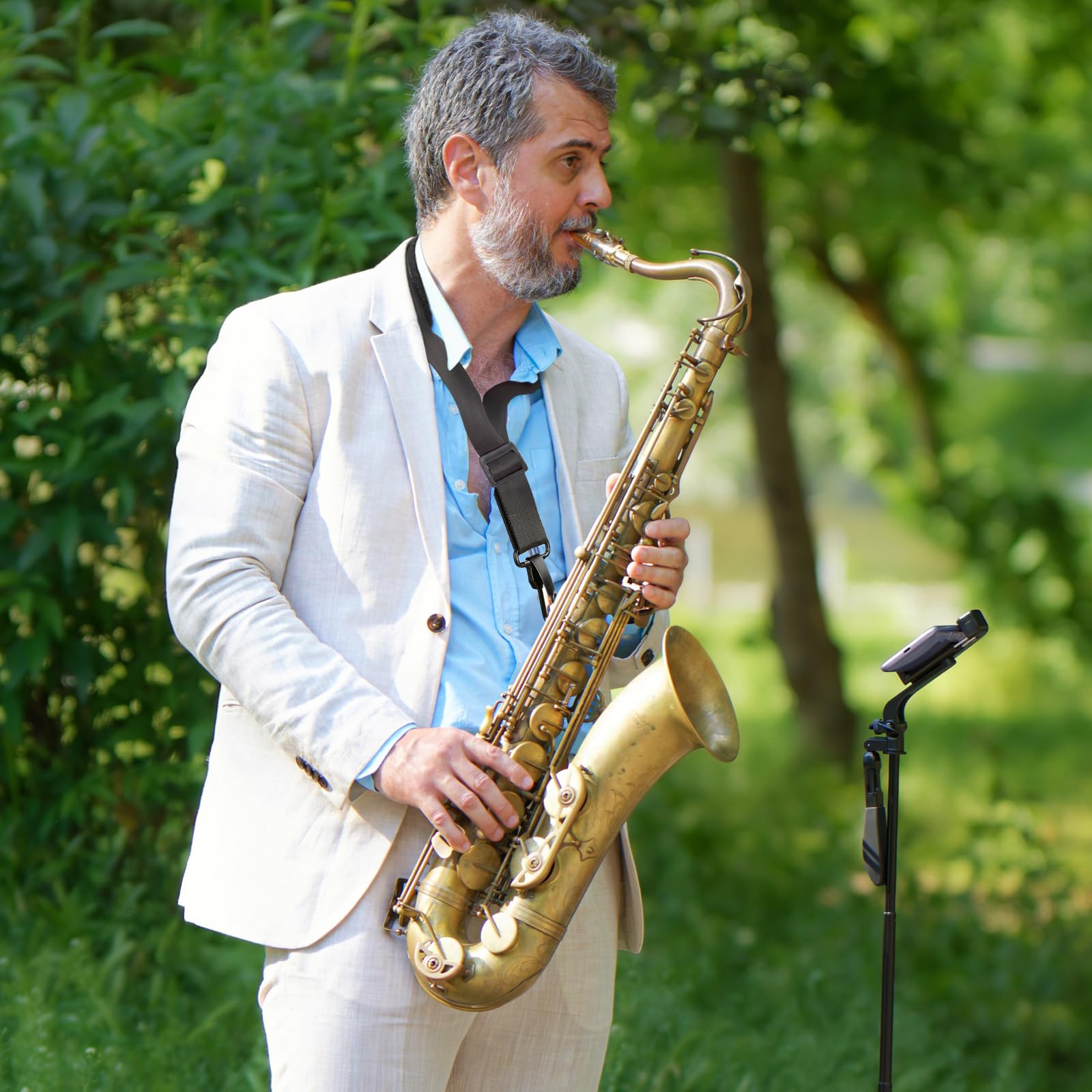 Professional Saxophone Neck Strap,Soft Leather Padded For Alto Sax,Tenor,Bass Clarinet And Saxophone Accessories