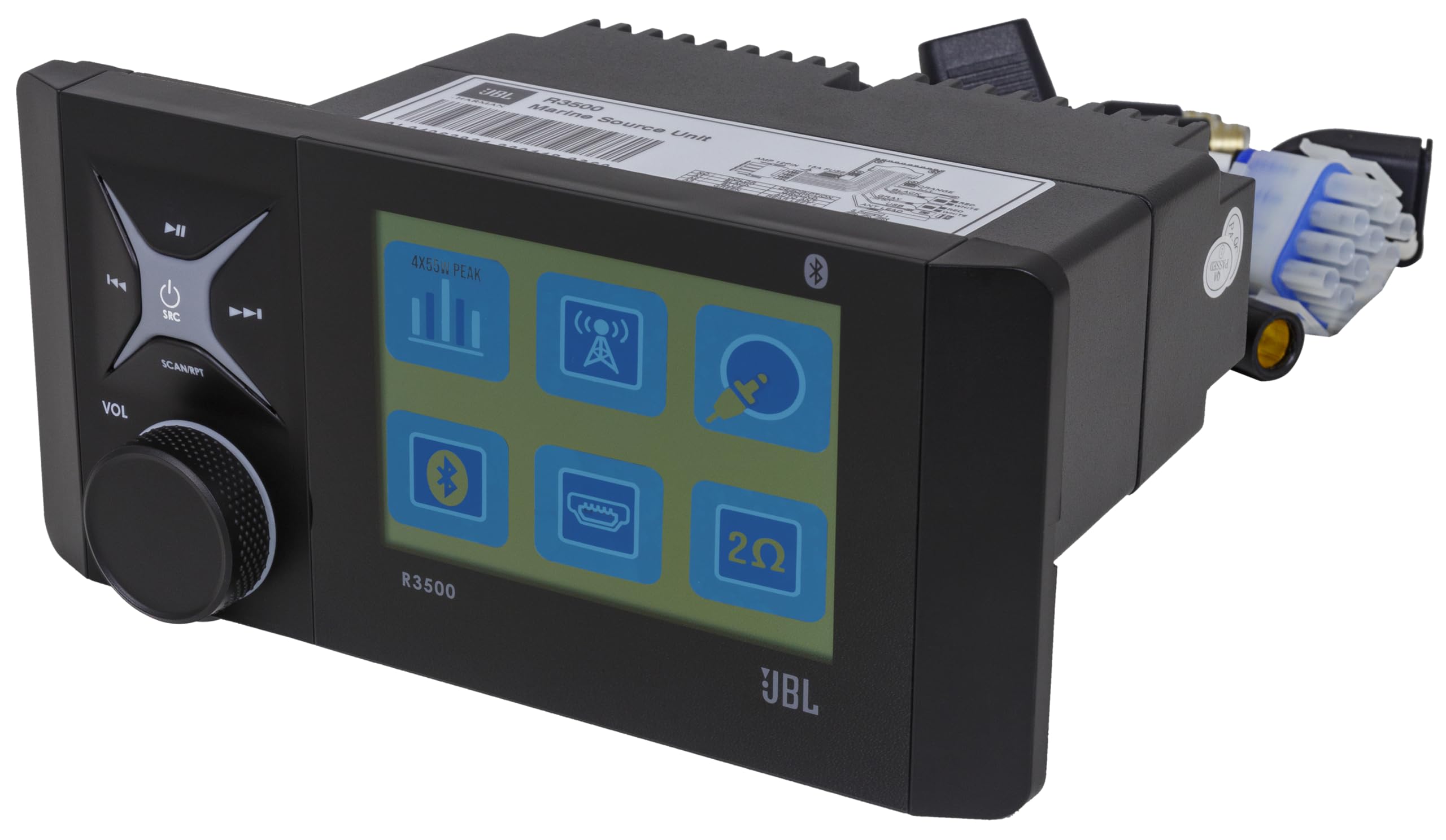 Jbl R3500 Wake Series Source Unit   4 X 55W Peak @ 4Ohm Reciever With Bluetooth (5.0), Am/Fm/Wb, Usb Input/Aux Input/Pre Outs (L