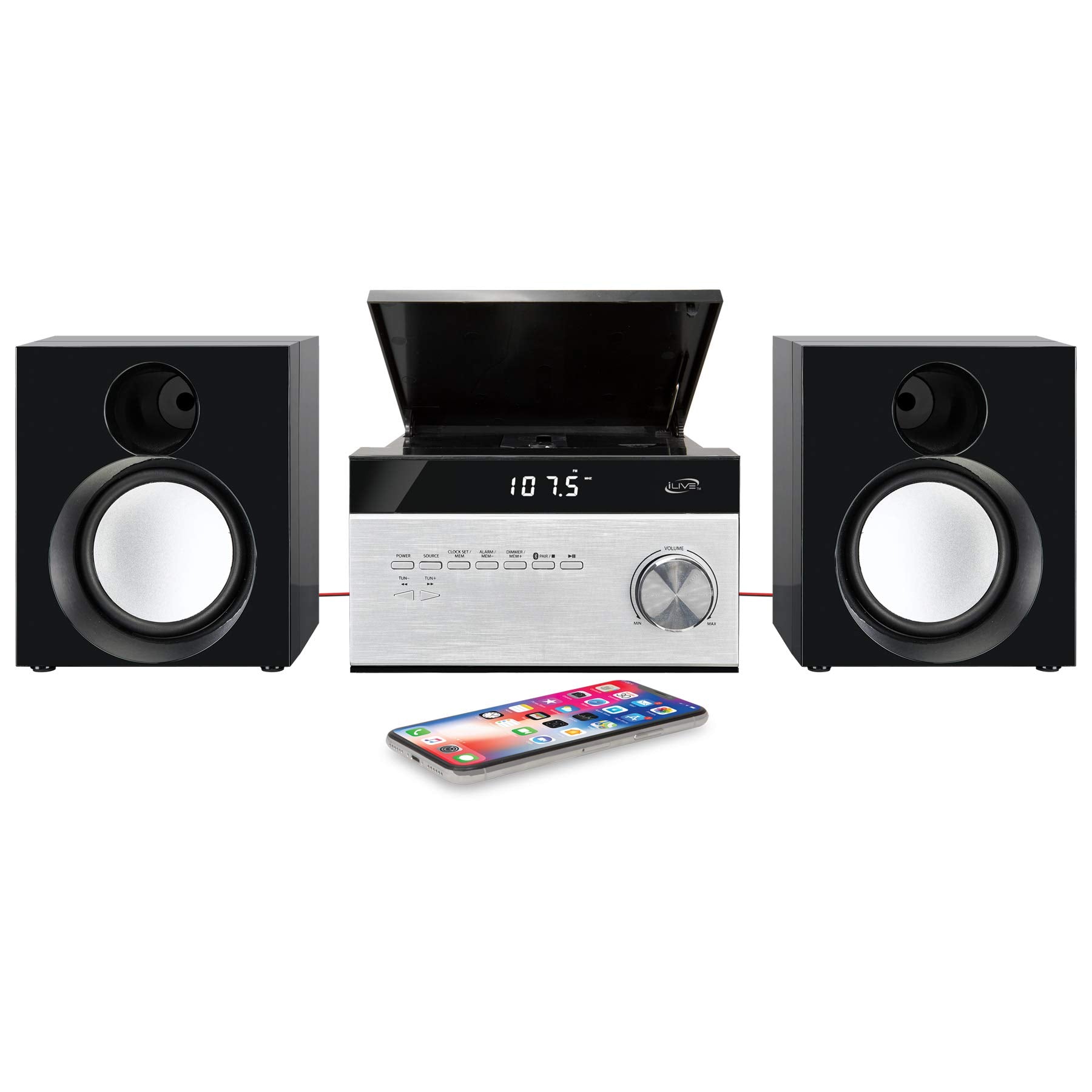 Ilive Wireless Home Stereo System, With Cd Player And Am/Fm Radio, Includes Remote Control (Ihb227B),Black/Silver