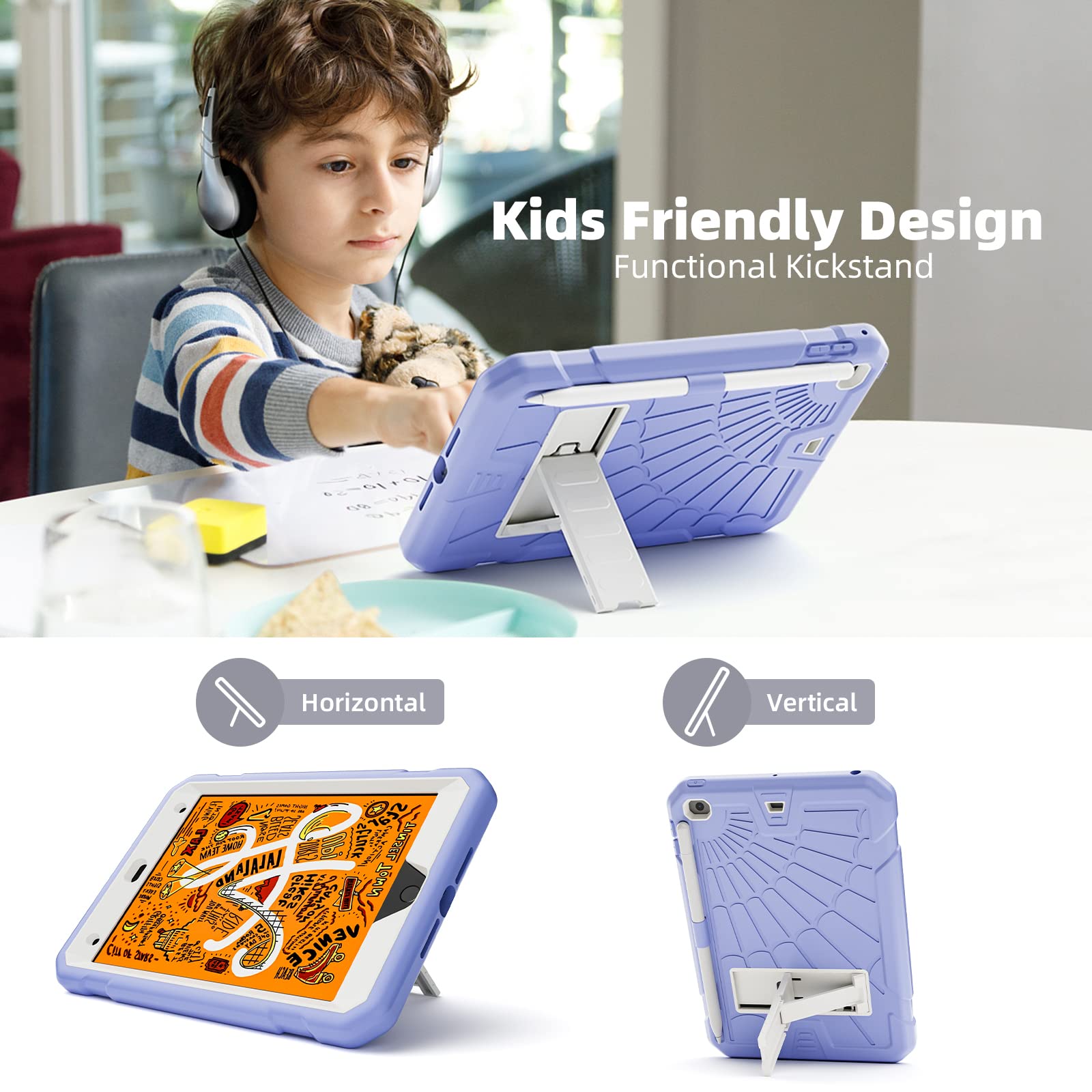 Tsqqst Ipad Mini Case 5Th Generation For Kids With Pencil Holder | Ipad Mini 5 Case With Glass Screen Protector 2019 | Shockproo