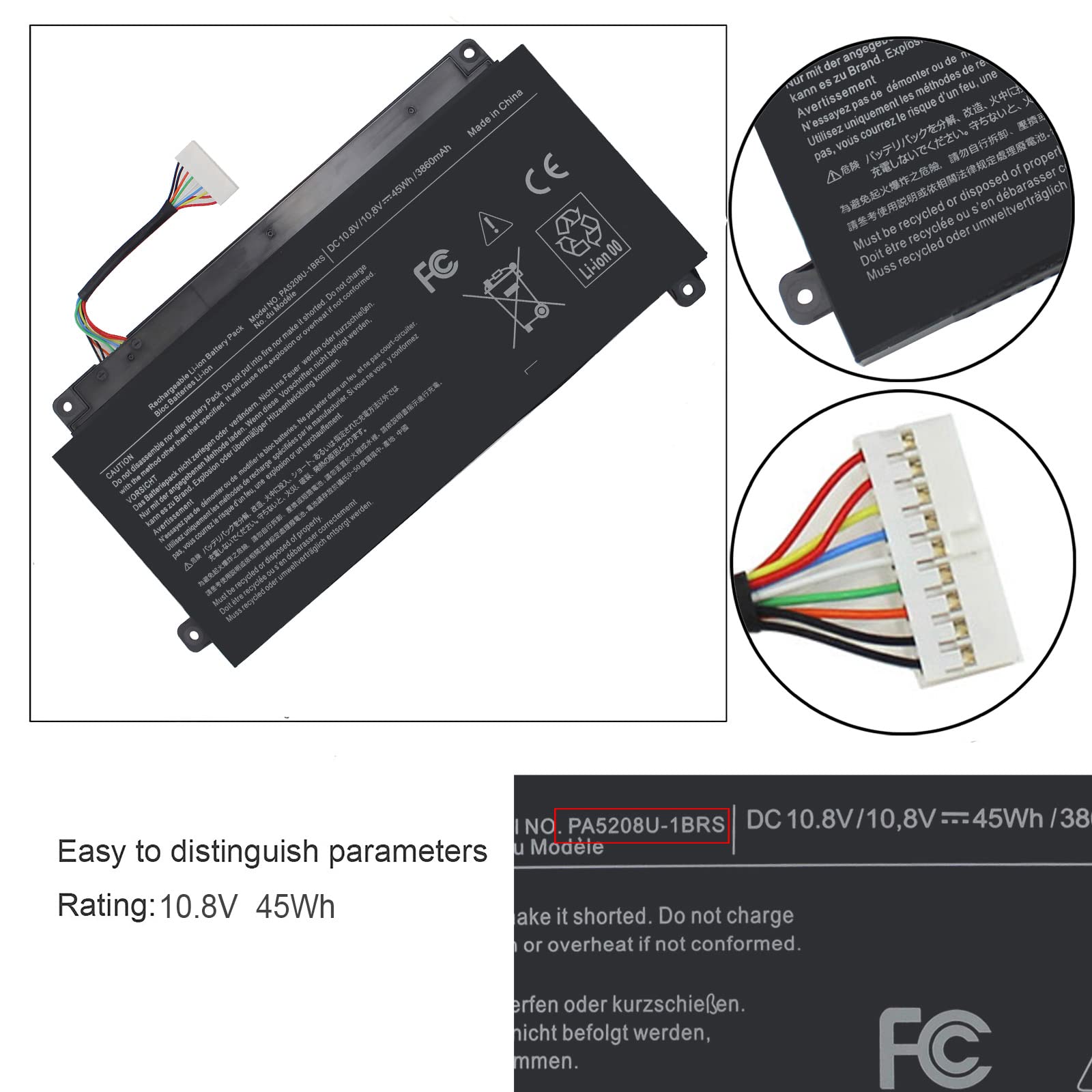 Gomarty PA5208U-1BRS Li-Polymer Laptop Battery for Toshiba Satellite P55W E45W Chromebook CB35 Black 10.8V 3860mAh