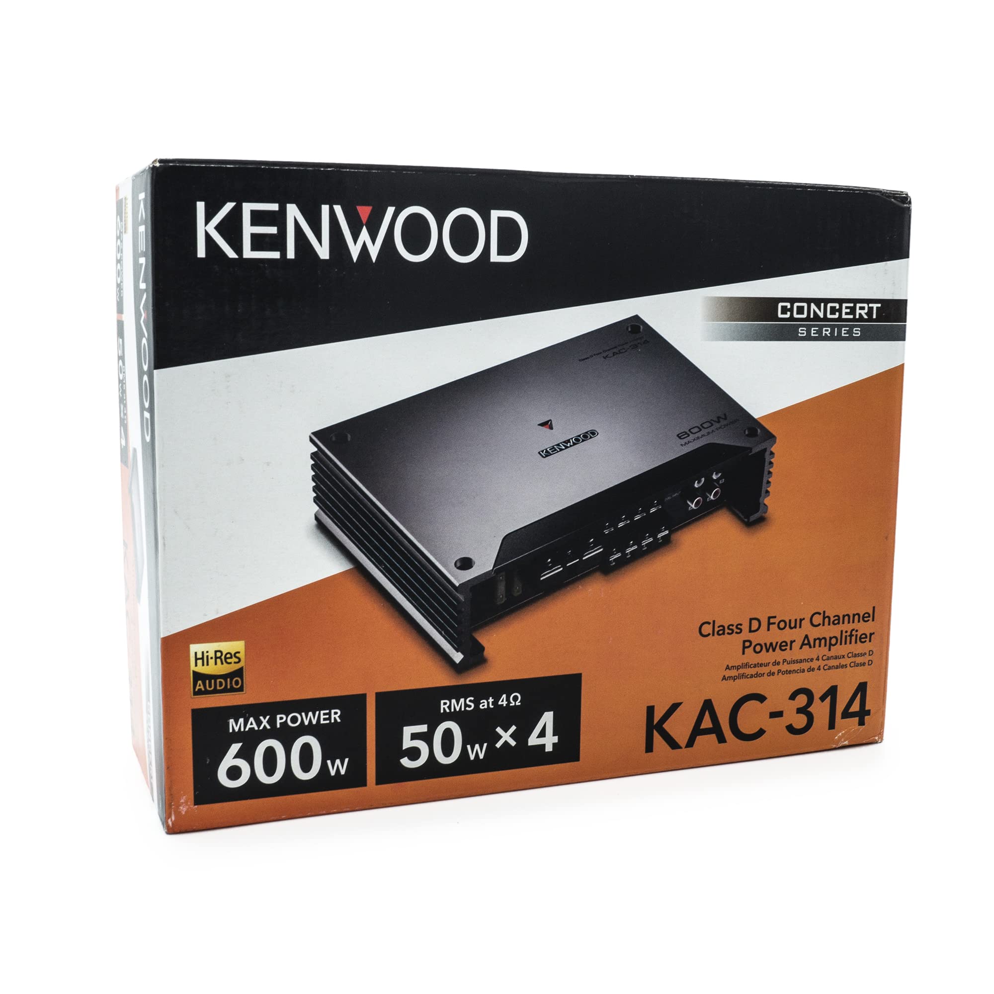 Kenwood Kac 314 4 Channel Concert Series Car Stereo Amplifier With 50W X 4 @ 4Ohms, 75W X 4 @ 2Ohms, 600W Maximum Power