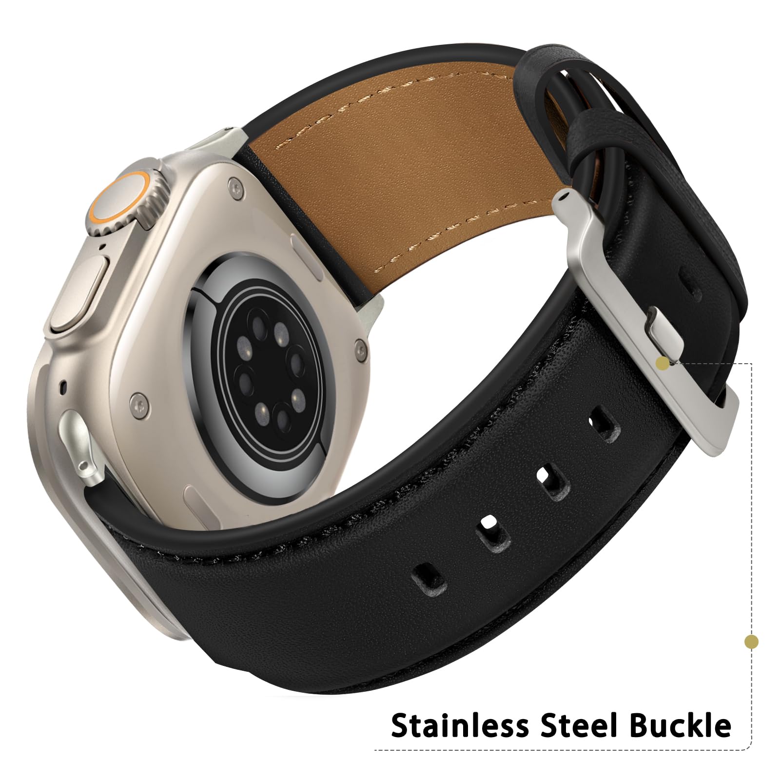 Loirnbr Compatible With Apple Watch Ultra 2/Ultra Band 49Mm 45Mm 44Mm 42Mm, Men Women Genuine Leather Band Replacement Strap For