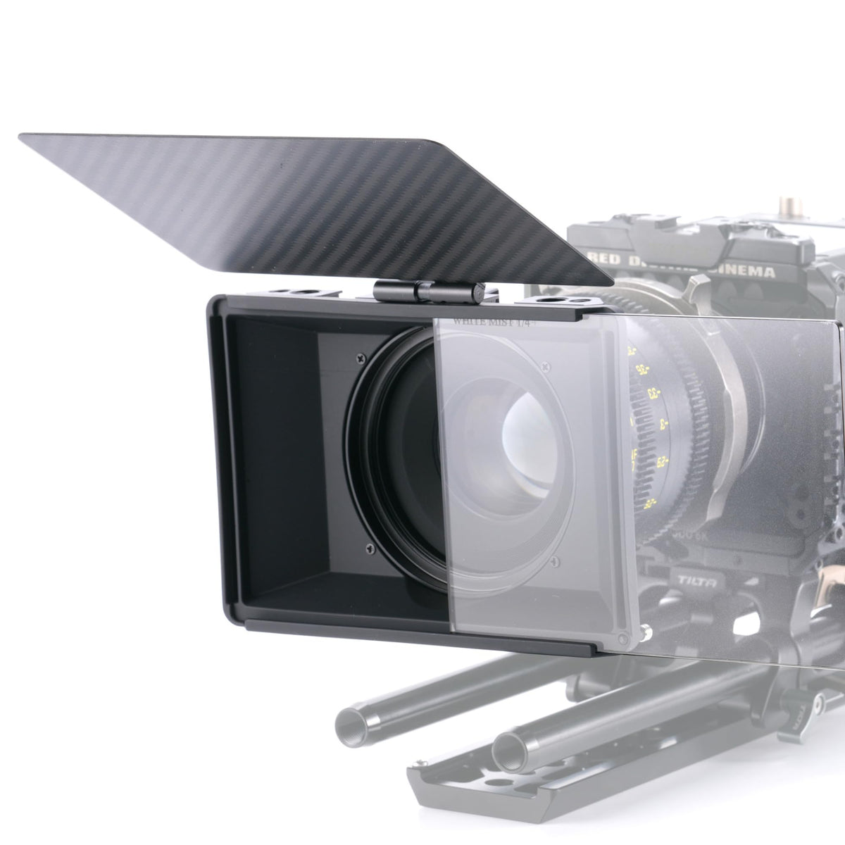 Tilta Mini Matte Box | 15Mm Rod Adapter & 4 Lens Adapters | Lightweight | Filter Support | Top Flag | Dual Cold Shoe Mount | Des