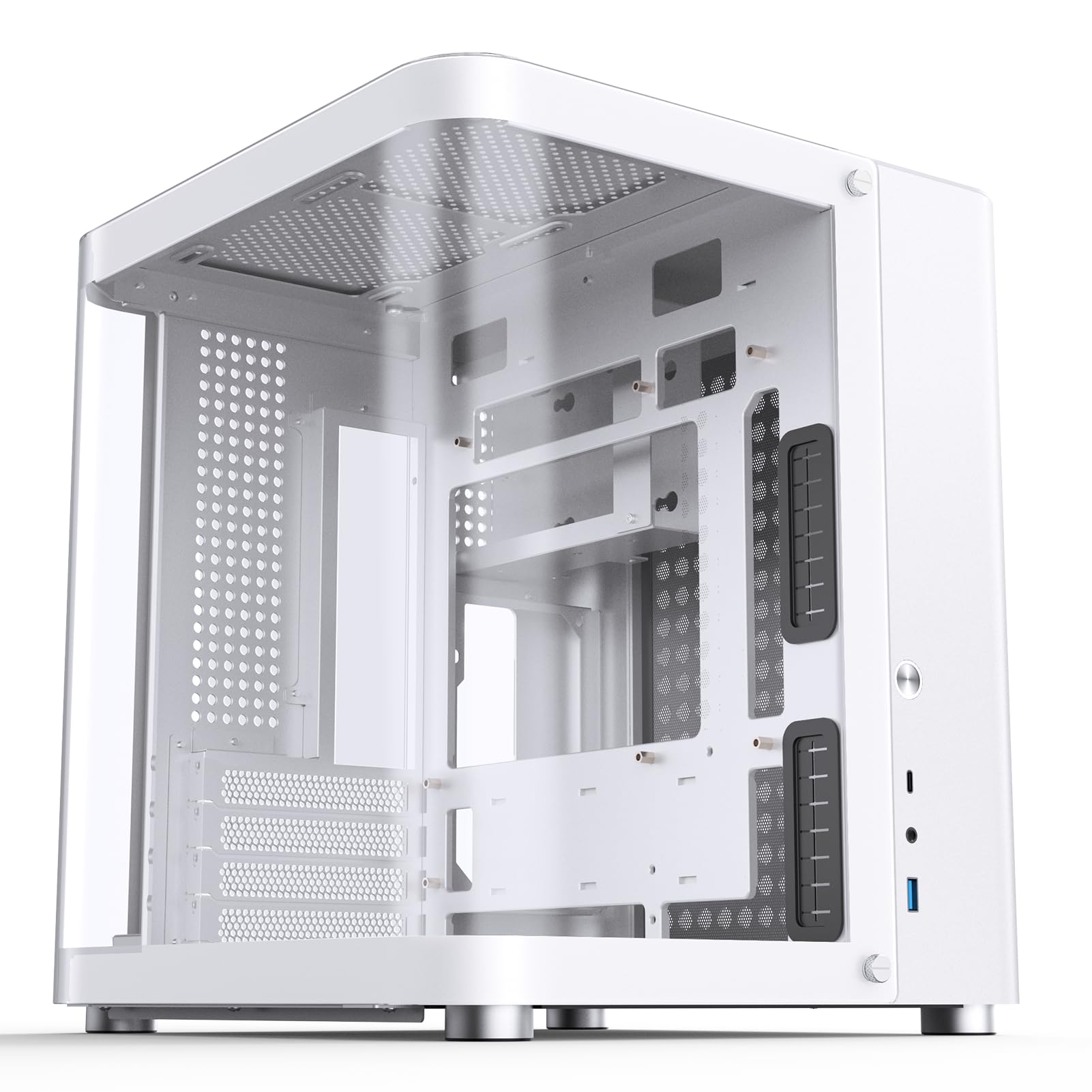 Jonsbo Tk-1 White Micro Atx Mini Tower Computer Case, Hyperboloid Glass Design, Separated Cabinet Structure, Al Alloy Shell Matx