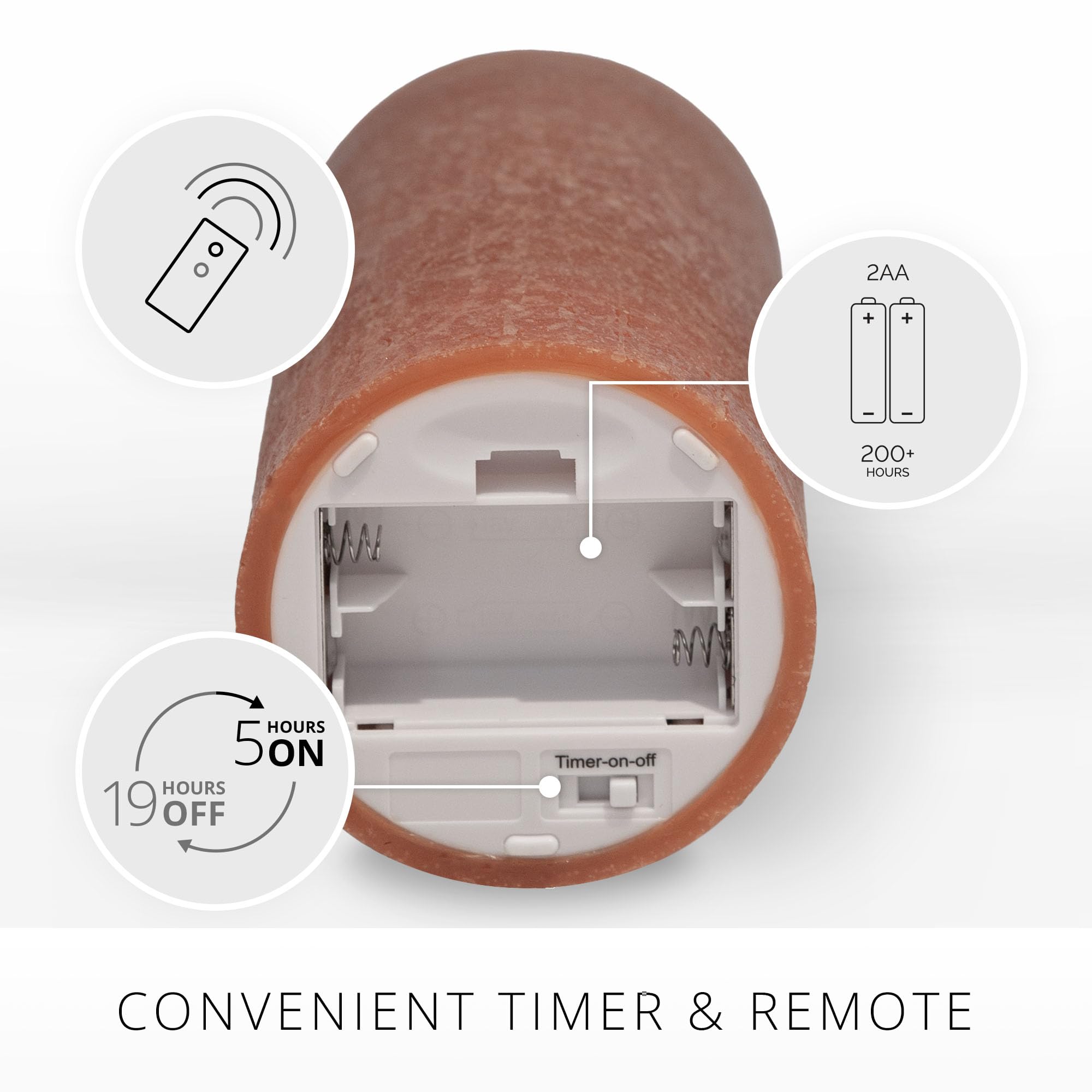 Luminara Sea Glass Flameless Candle, Adobe 3'' X 6.5'', Moving Led Flame Pillar With Timer, Battery Operated, Real Wax, Unscente