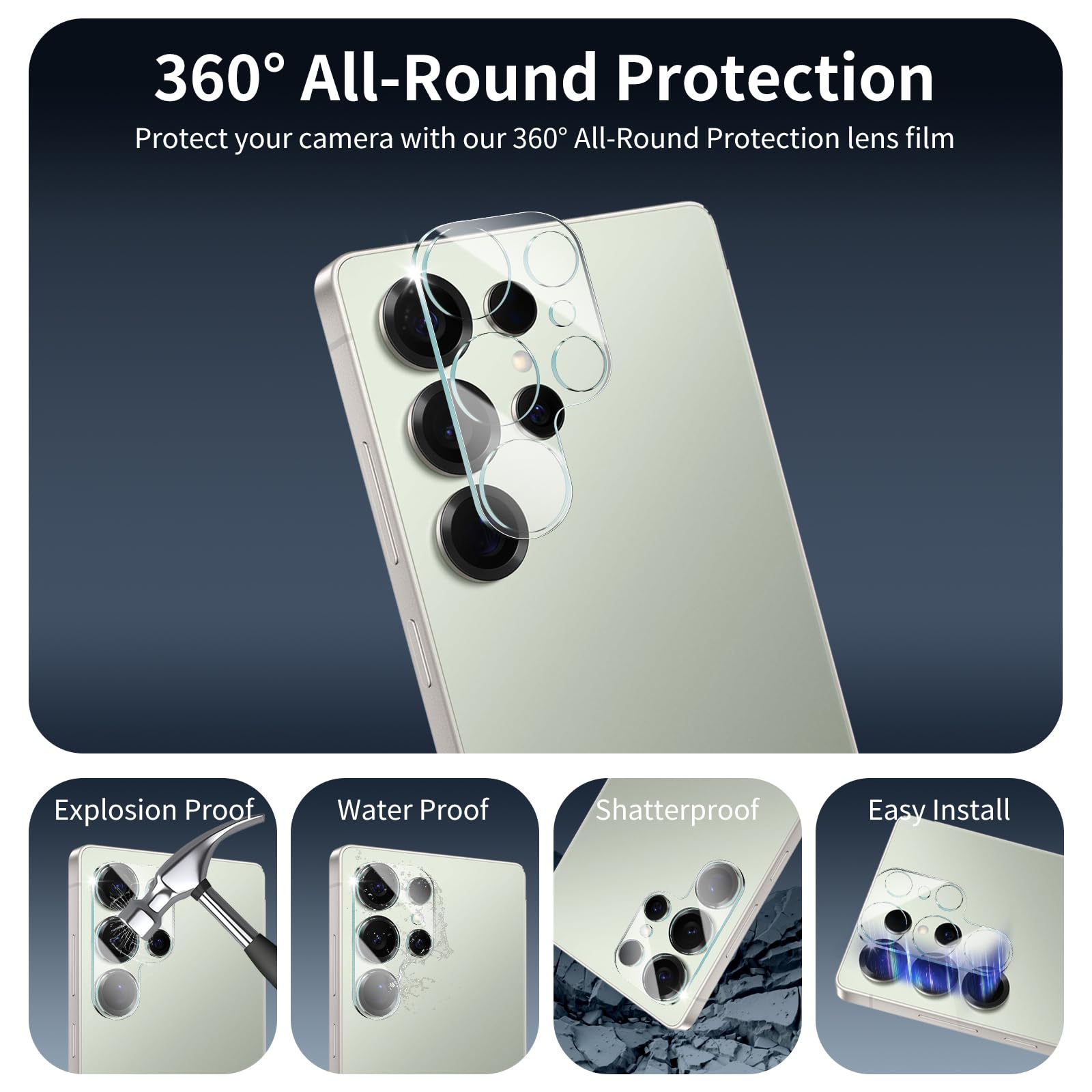 Fynorao Screen Protector And Camera Lens Protector For Samsung Galaxy S25 Ultra, Double Shatterproof Hd Tempered Glass Film, [9H