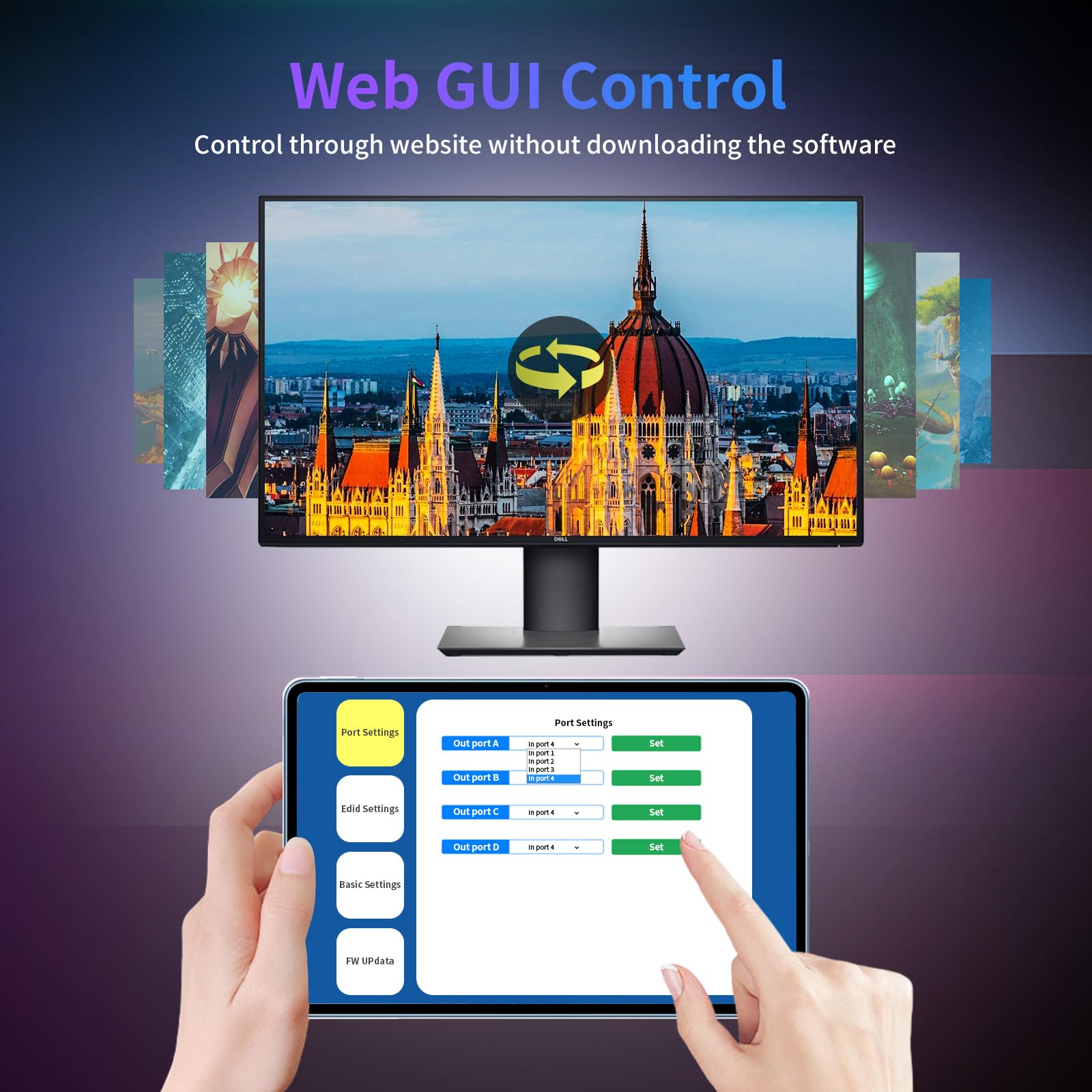 Kaivman 4X4 Hdmi Matrix Switch/Splitter, 4K Hdmi Video Matrix With 3.5Mm Audio Extractor, Support Web Gui & Ir Remote Control, 4