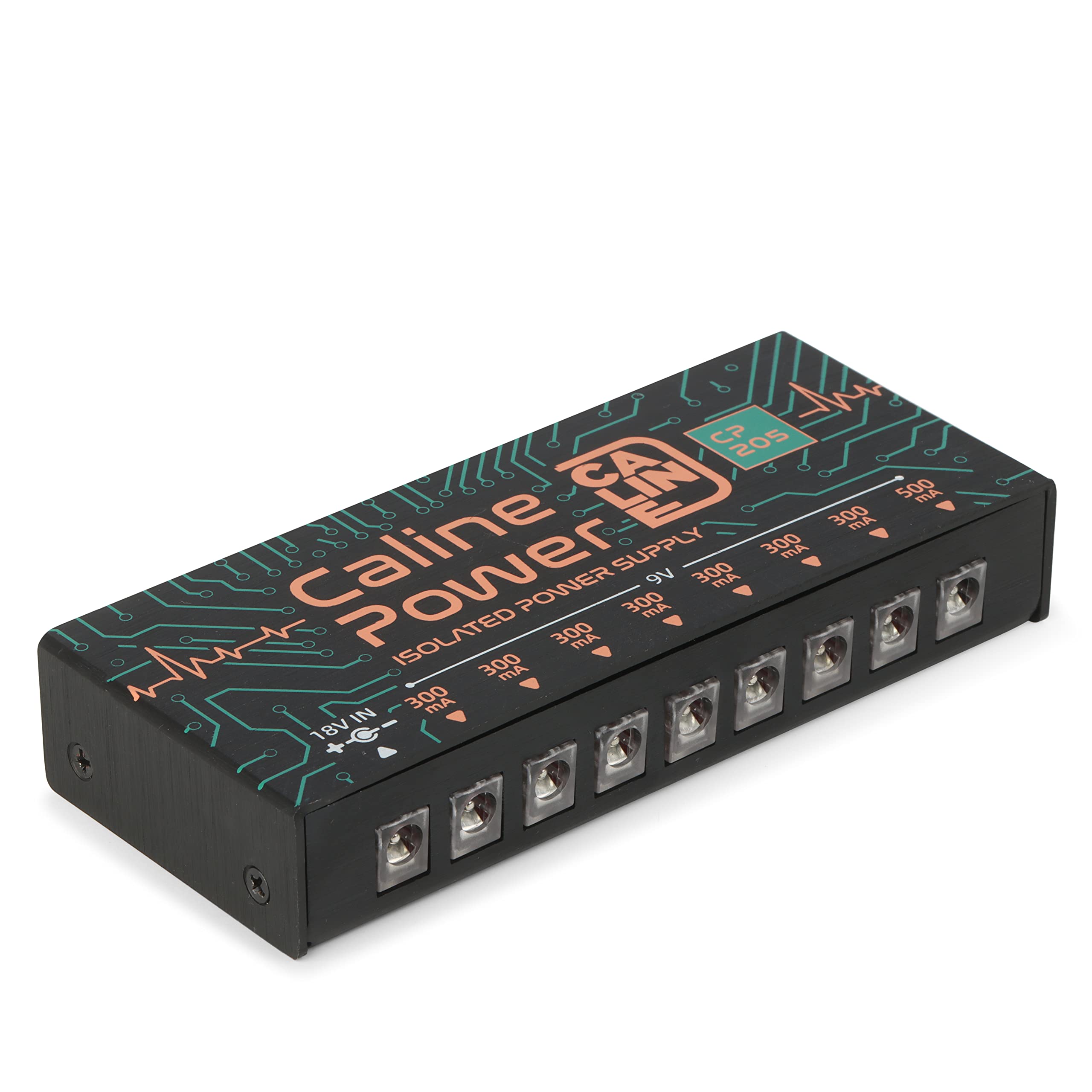 Caline Cp 205 Guitar Pedal Power Supply, Dc 9V True Isolated Pedalboard Power Supply With 8 Totally Isolated Outputs(300Ma/500Ma