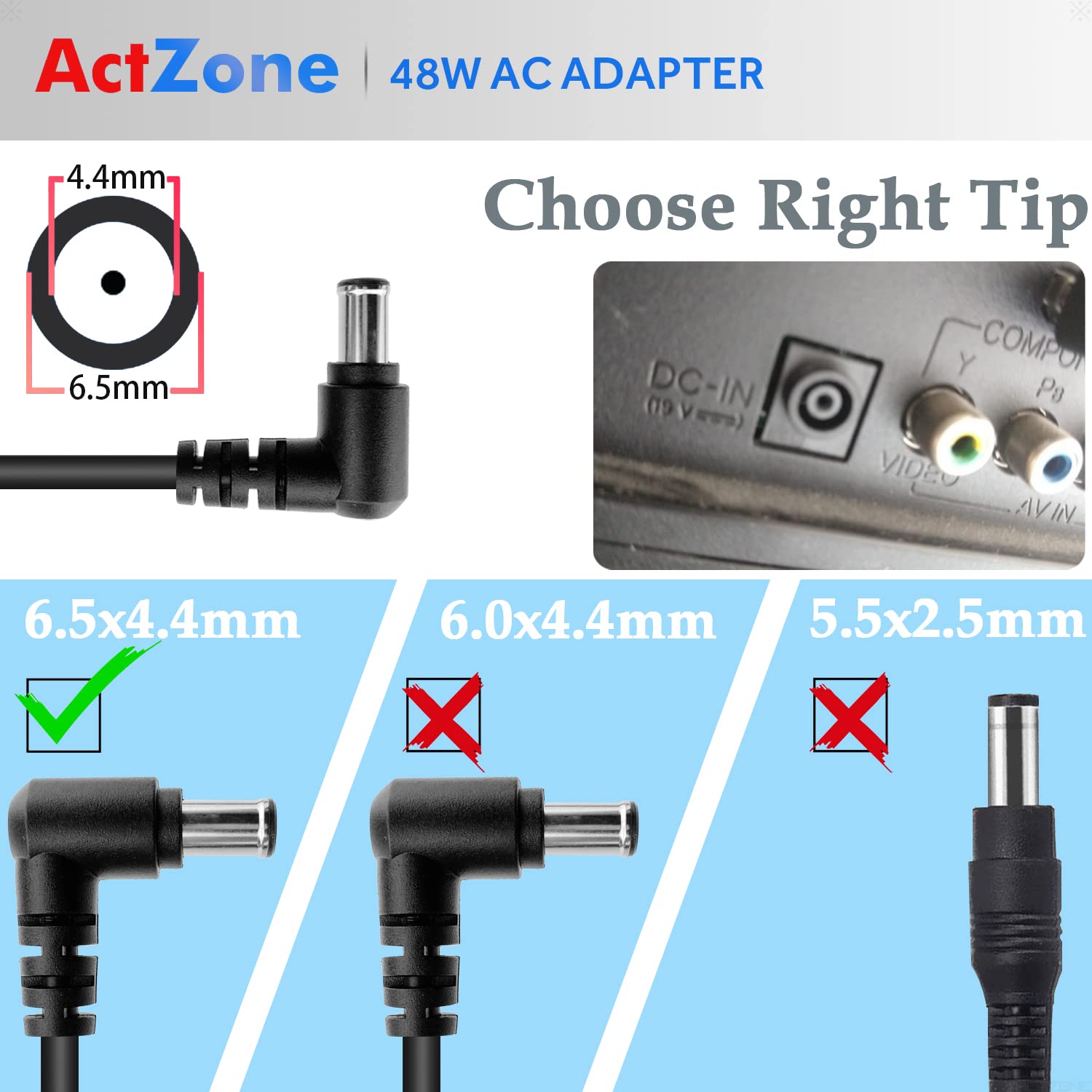 Dc 19V Power Cord Tv Charger For Lg Electronics 19' 20' 22' 23' 24' 27' Led Lcd Monitor Widescreen Hdtv 24M47H P 24Mp55Hq, Samsung 32' J5205 J5003 H5000 Un32J4000 Un32J4000Af Un32J5205 A4819 Fdy