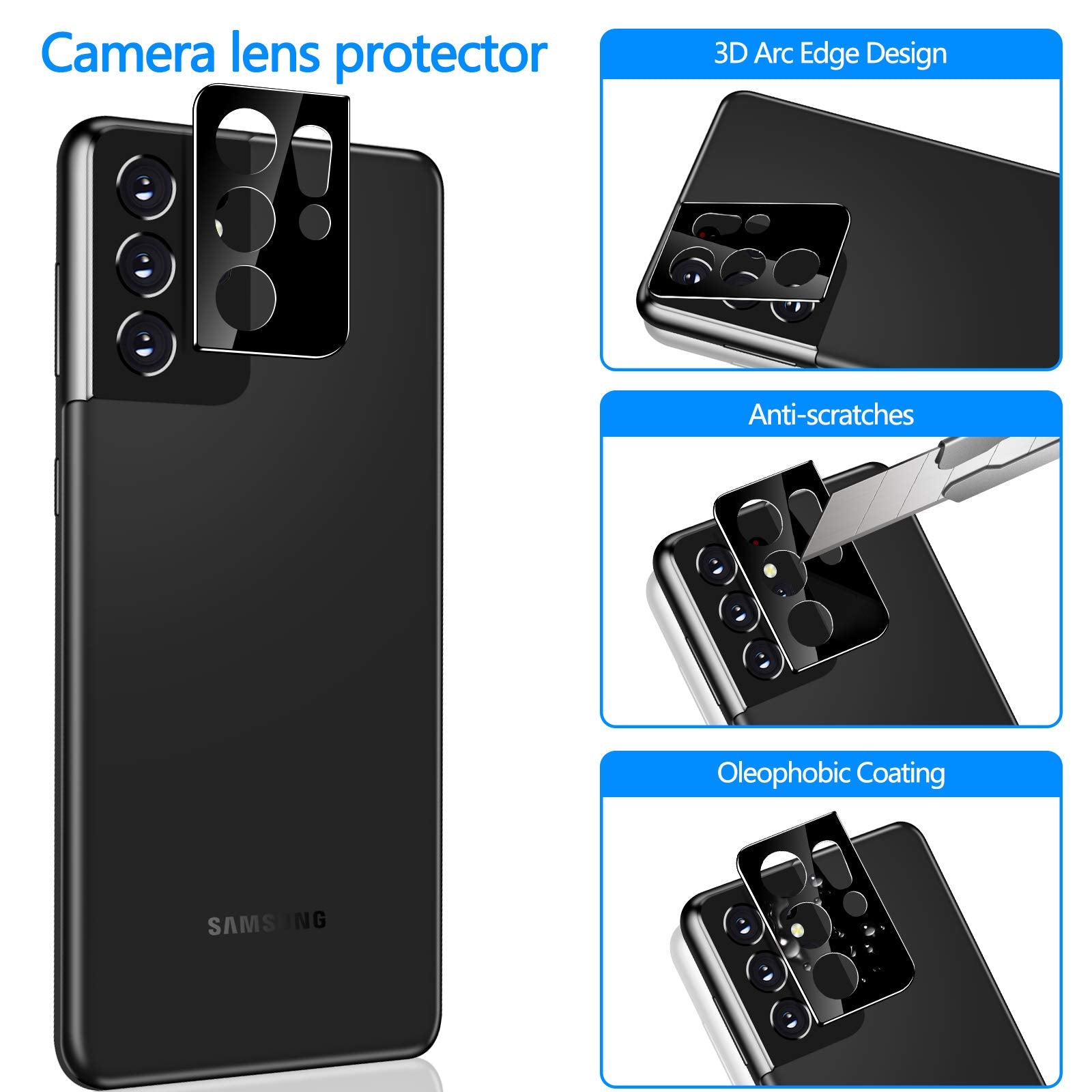 Lywhl [2+2 Pack For Samsung Galaxy S21 Ultra Privacy Screen Protector [Support Fingerprint Id] Anti Spy Full Adhesive Flexible Film + Camera Lens Glass Protector For Galaxy S21 Ultra 6.8� 5G 2021