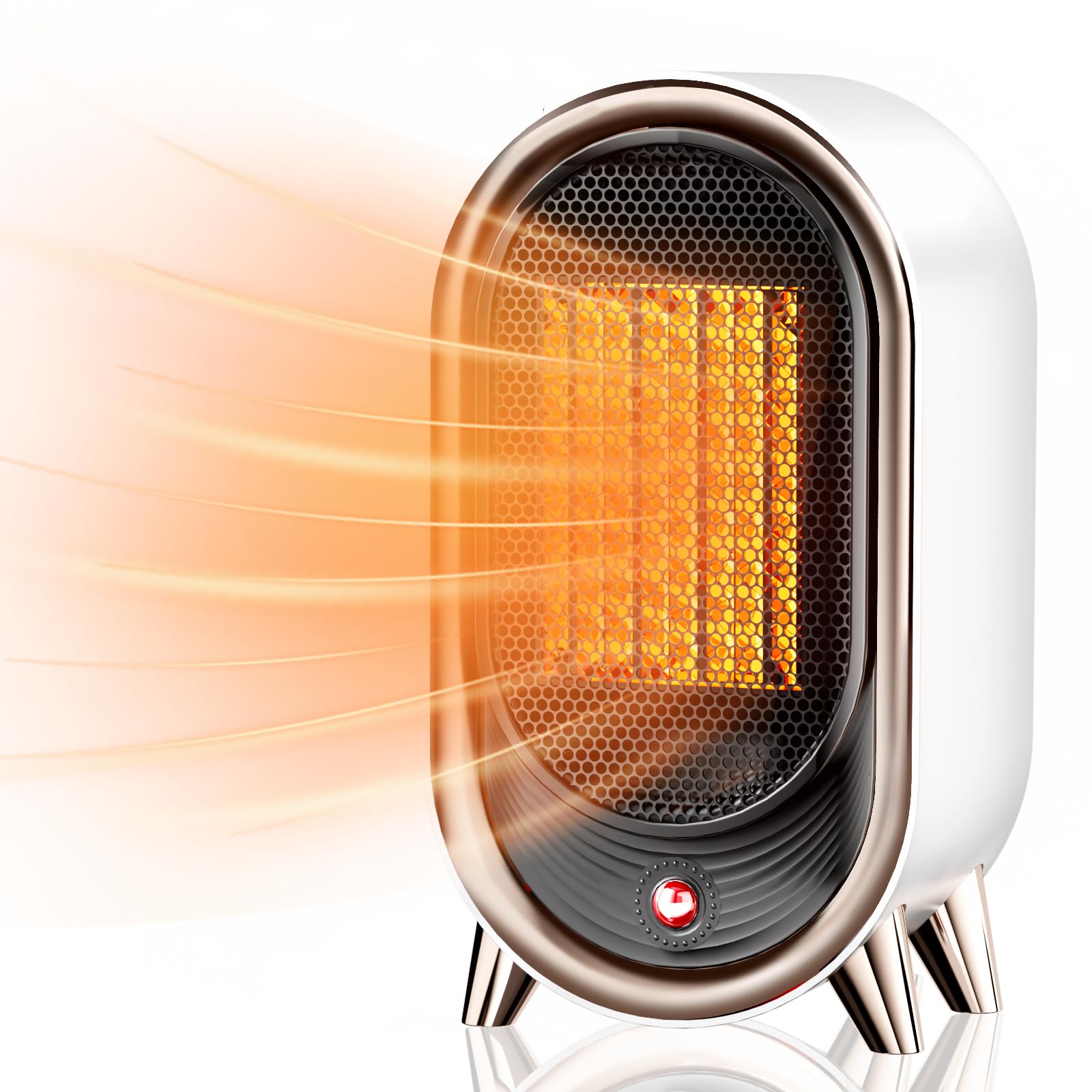 Feculs Space Heaters For Indoor Use, 900W Space Heater Indoor, Small Office Heater For Indoor Use With 2 Heating Modes, Overheat