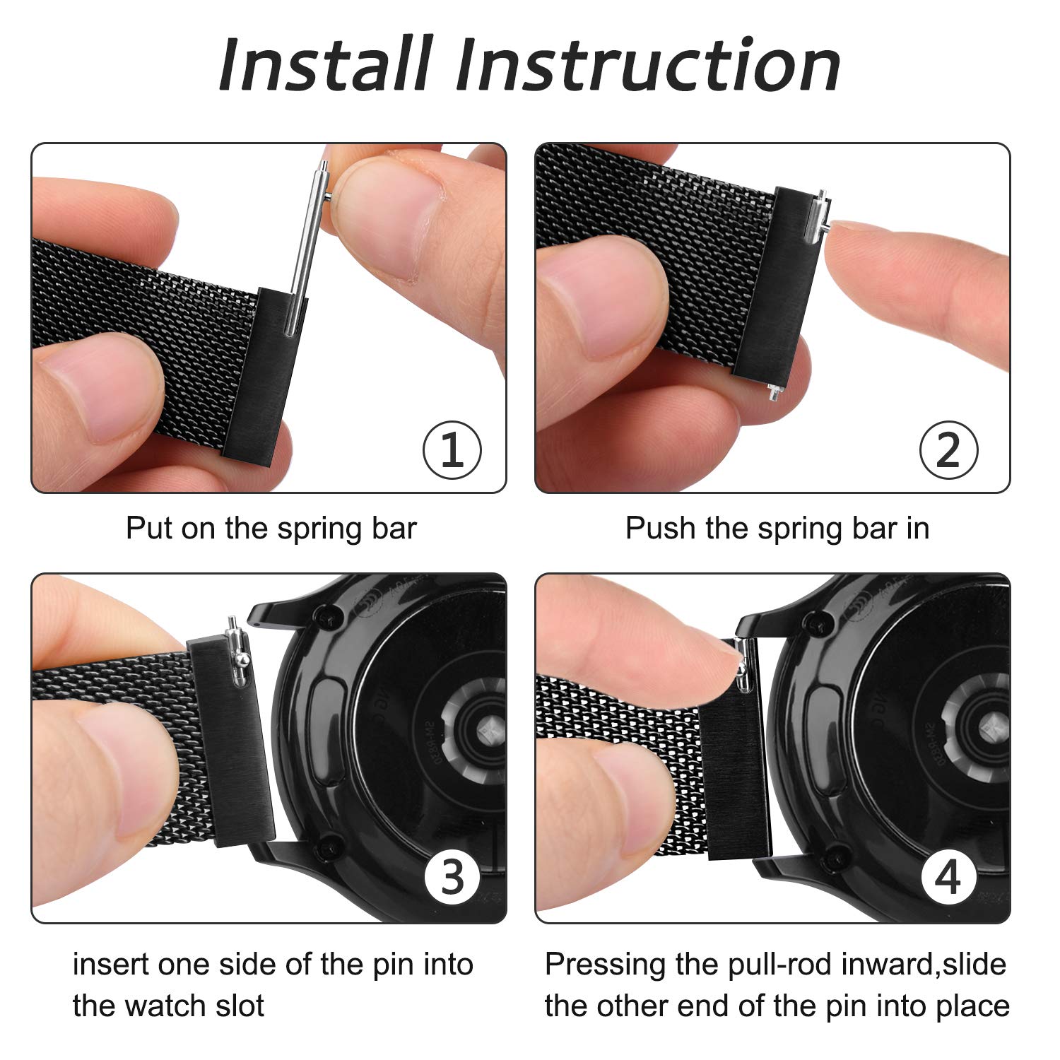 Yiled Metal Watch Bands 20Mm 22Mm Quick Release Watch Strap, Stainless Steel Mesh Replacement Strap For Men Women (22Mm, Black)