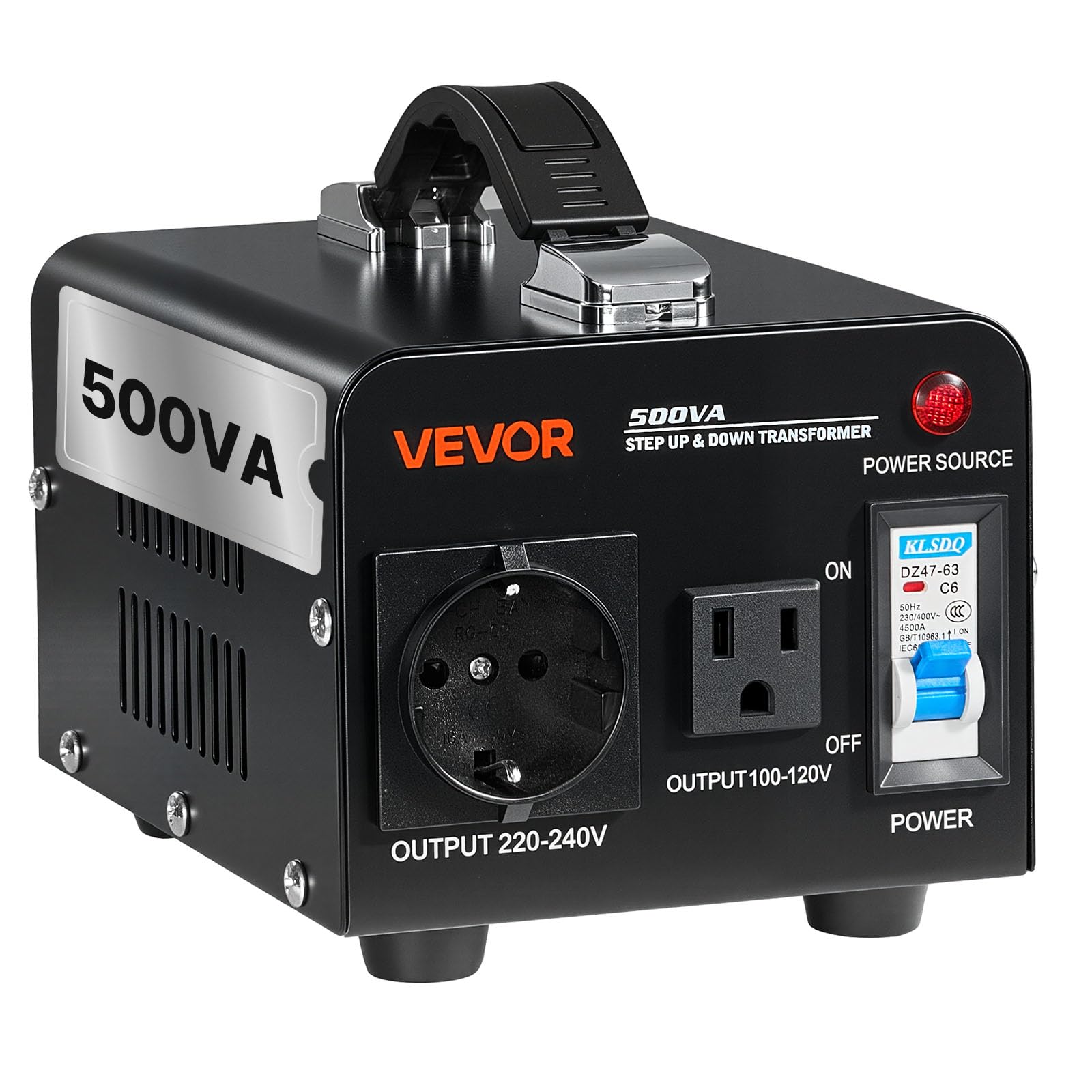 VEVOR Voltage Converter Transformer, 500VA, Heavy Duty Step Up/Down Power Transformer, Convert from 110V to 220V and 220V to 110