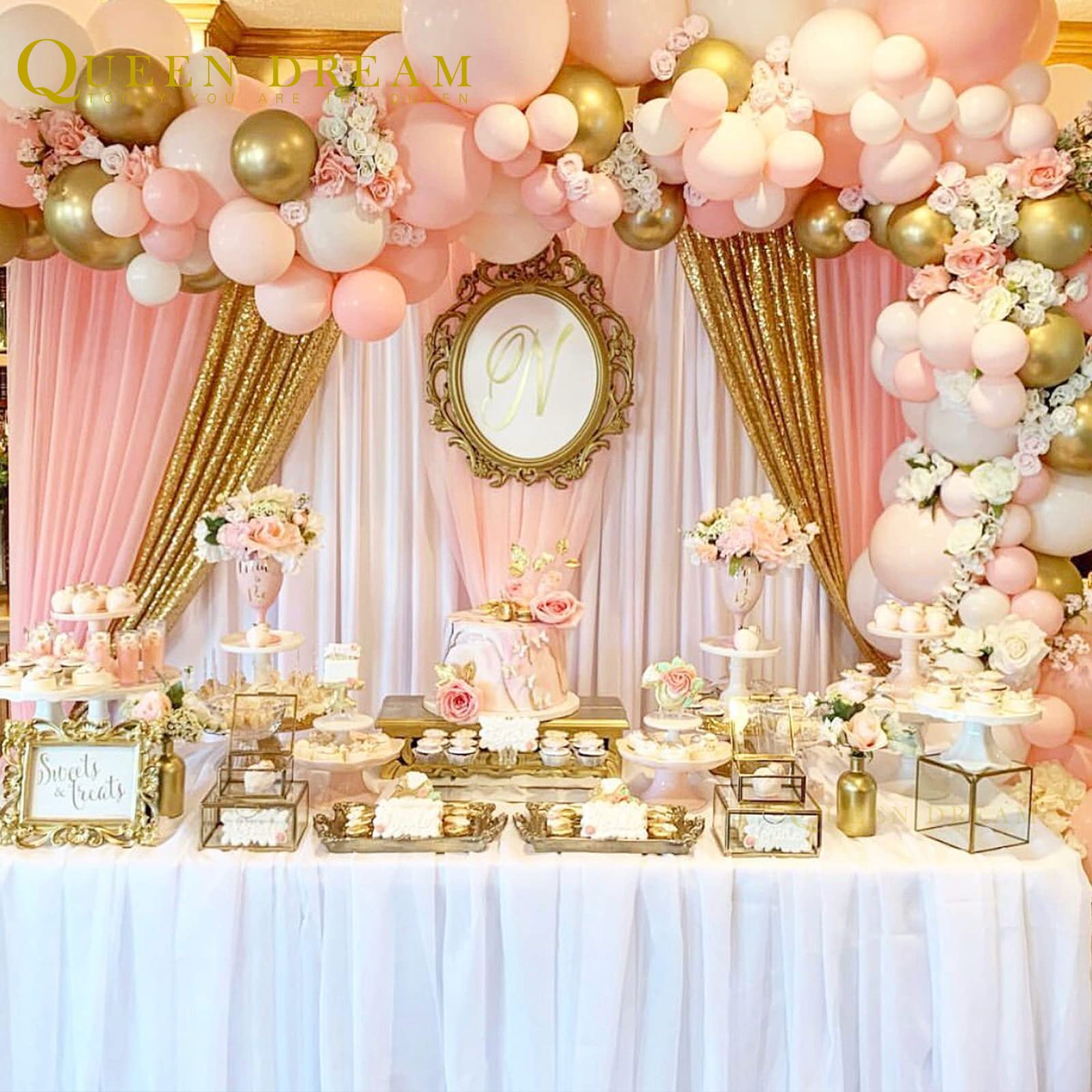 Gold Sequin Backdrop Curtains 2 Panels 2Ftx8Ft Glitter Gold Photo Backdrop For Wedding Party Stage Decorations