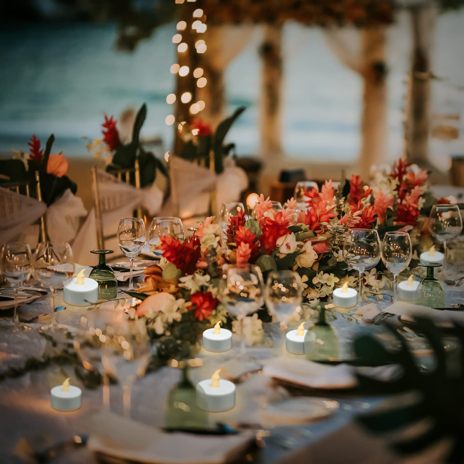 Vetour Candles Battery Operated Tealights :400Pcs Led Flameless Electric Tea Lights 200 Hours Long Last Flickering Candle For Vo