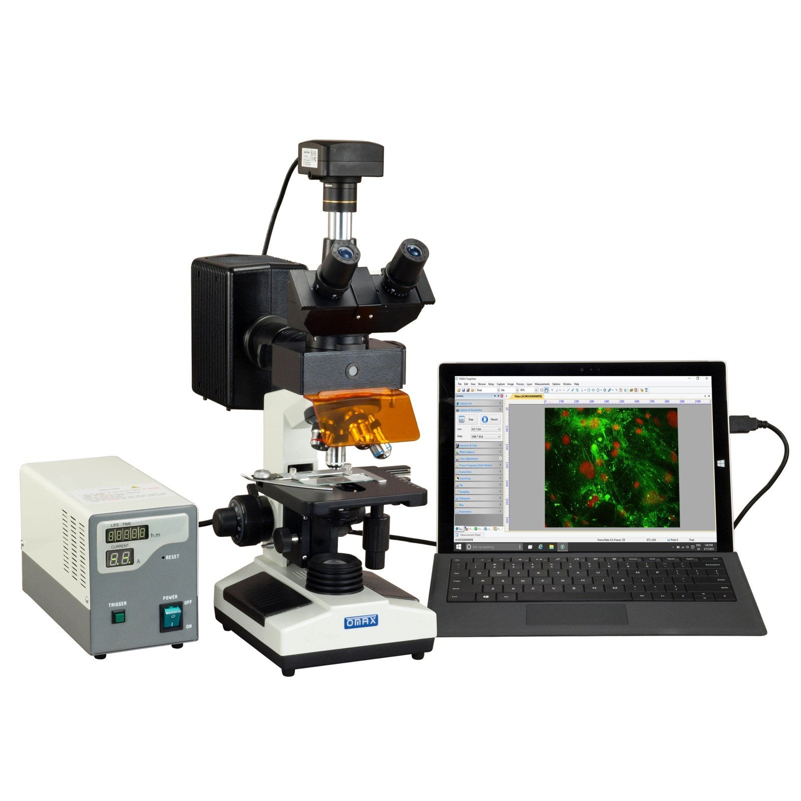 Omax 40X 2500X 18Mp Usb 30 Digital Epi Fluorescence Trinocular Compound Biological Lab Microscope