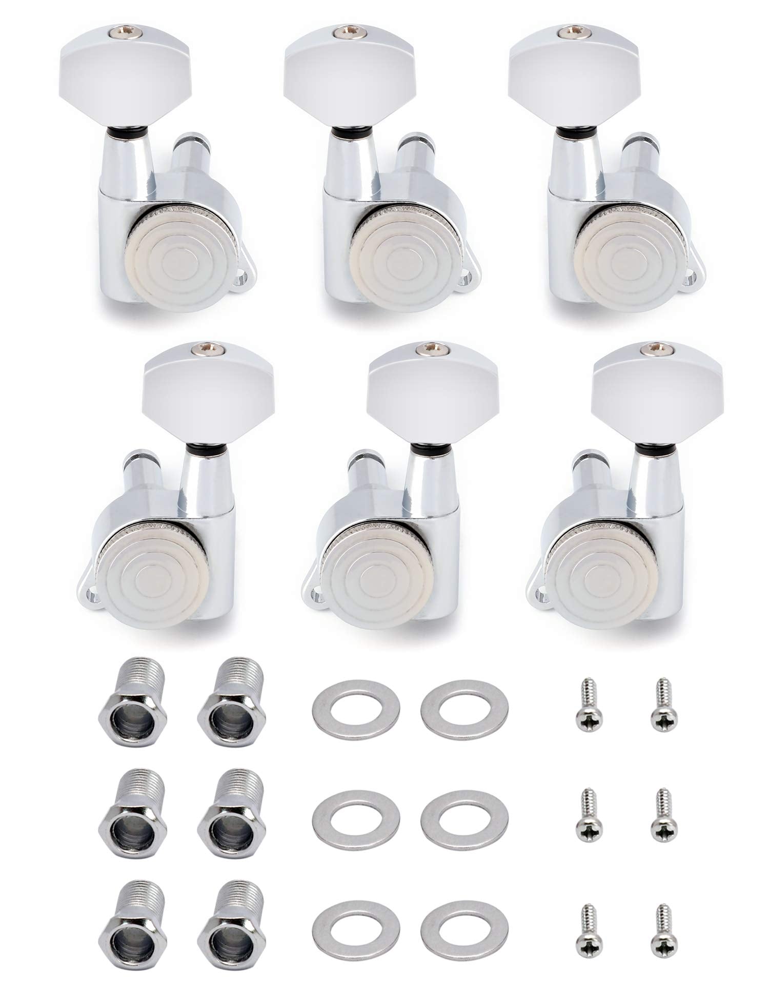 Metallor Locking Guitar String Tuning Pegs Tuning Keys Machines Heads Tuners 1:18 Gear Ration 3L 3R for Electric Guitar or Acous