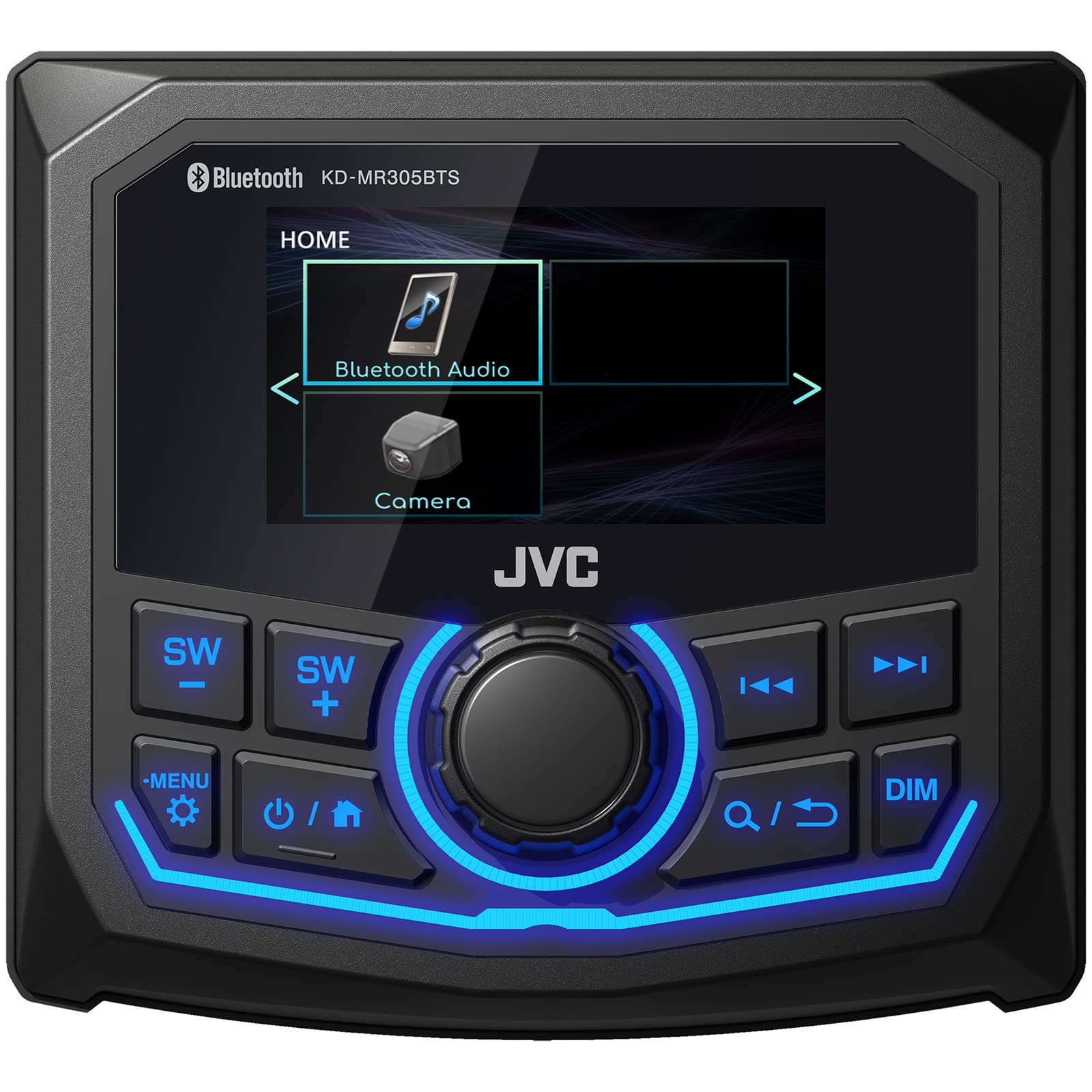 Jvc 2.7'' Lcd Display Marine Bluetooth Am/Fm/Wb Receiver, 4X Enrock 6.5'' 180 Watt Peak Power Boat Charcoal Speakers, Long Range