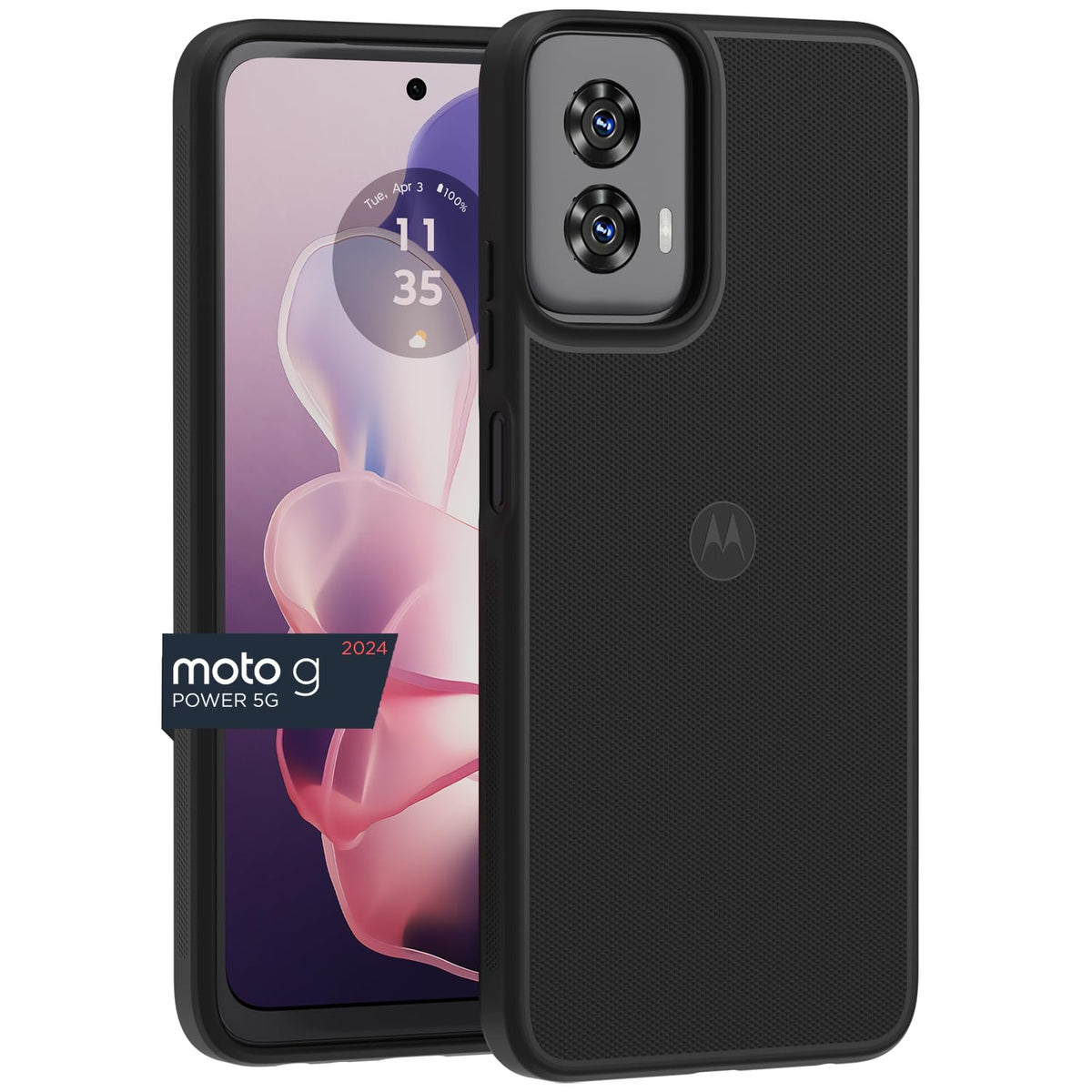 Motorola Moto G Power 5G (2024) Textured Protective Case  Black   Precision Fit Shock Absorbing Cover For Enhanced Phone Grip, S