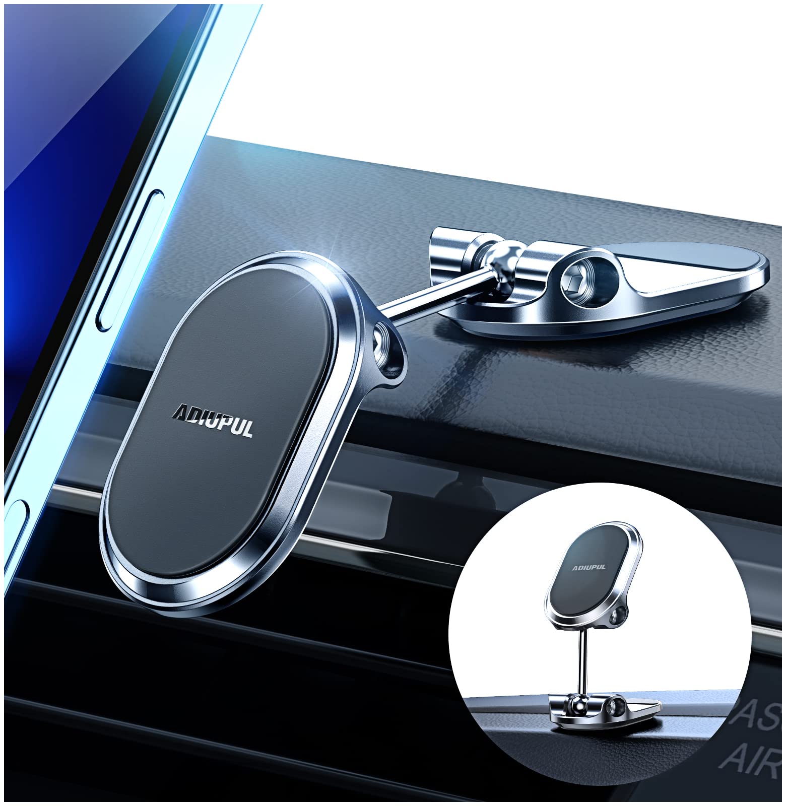 Magnetic Phone Holder For Car Metal Upgrade 6X Magnets Phone Mount Double 360