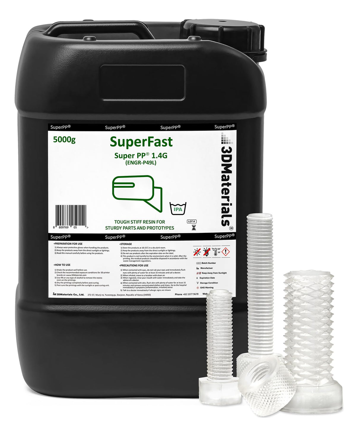 Superpp Tough 3D Printer Resin Fastest 14Gpa 50Um Print In 13 Secs, Made In Korea By 3Dmaterials (5000G, Clear)
