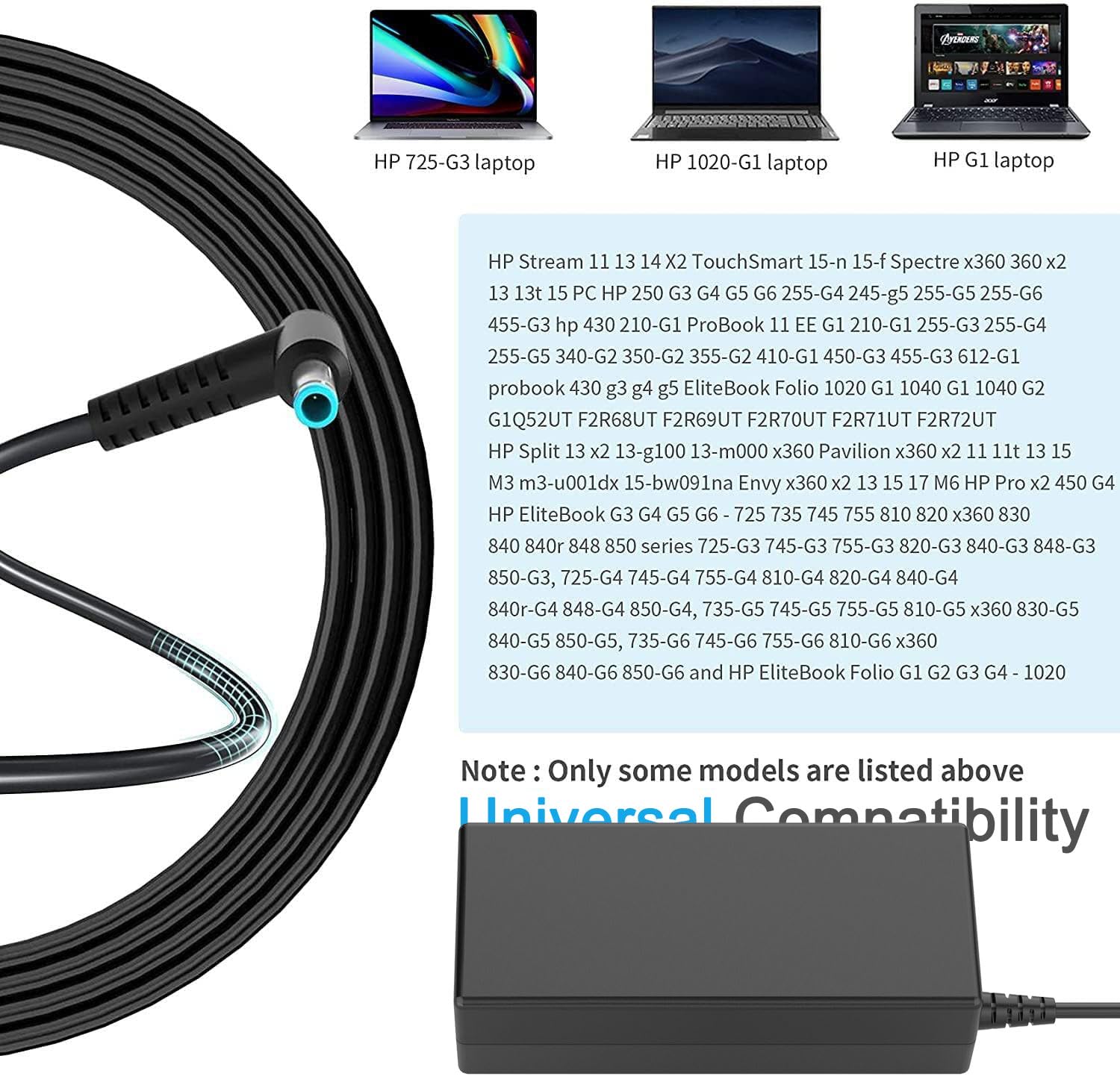 65W Laptop Charger For Hp Elitebook 840 850 845 830 820 G9 G8 G7 G6 G5 G4 G3; Probook 645 650 450 430 440 455 745 735 Laptop Ac Adapter Power Cord 19.5V